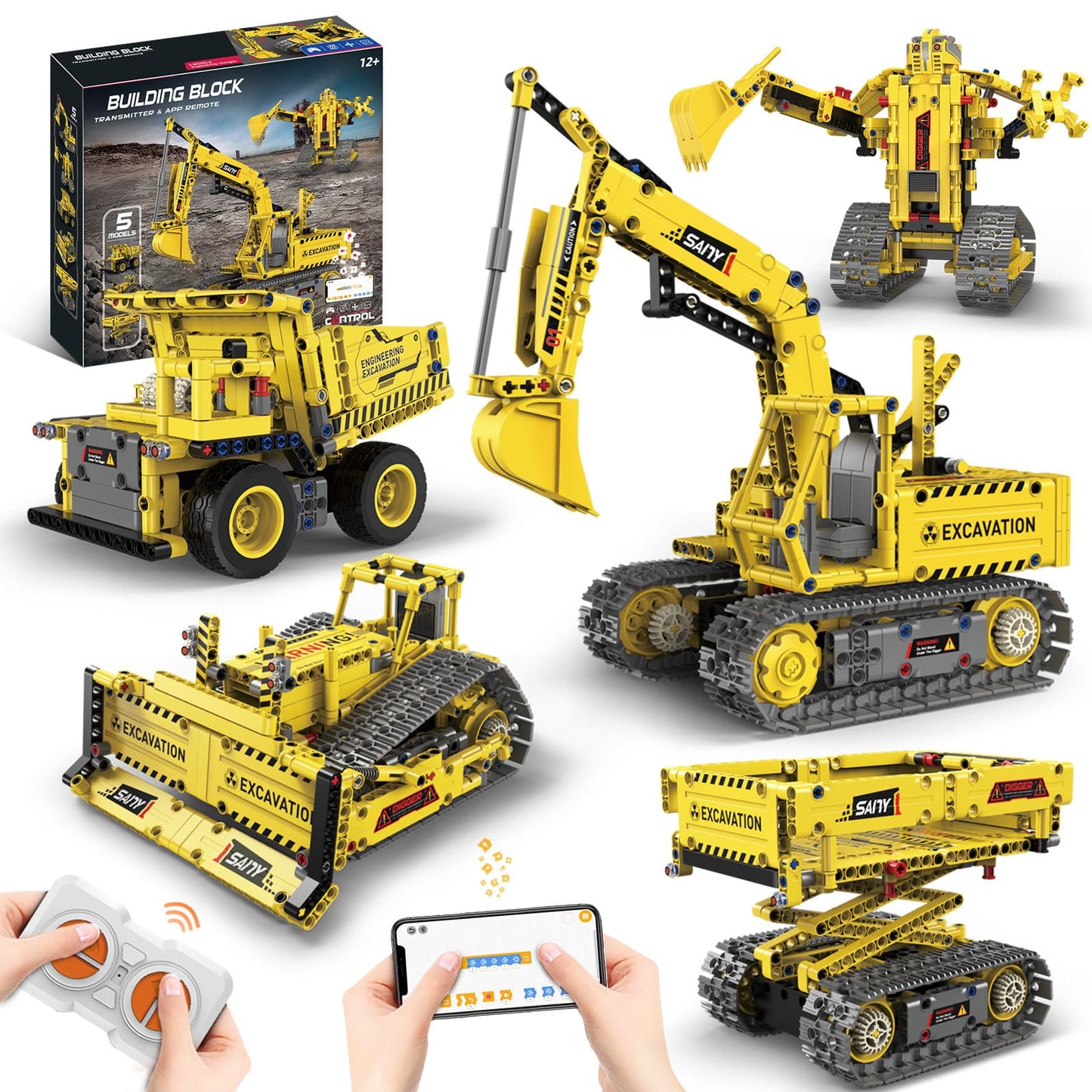 OUTOGO 5 in 1 STEM RC Robot Building Kit – 555 PCS, App & Remote Control