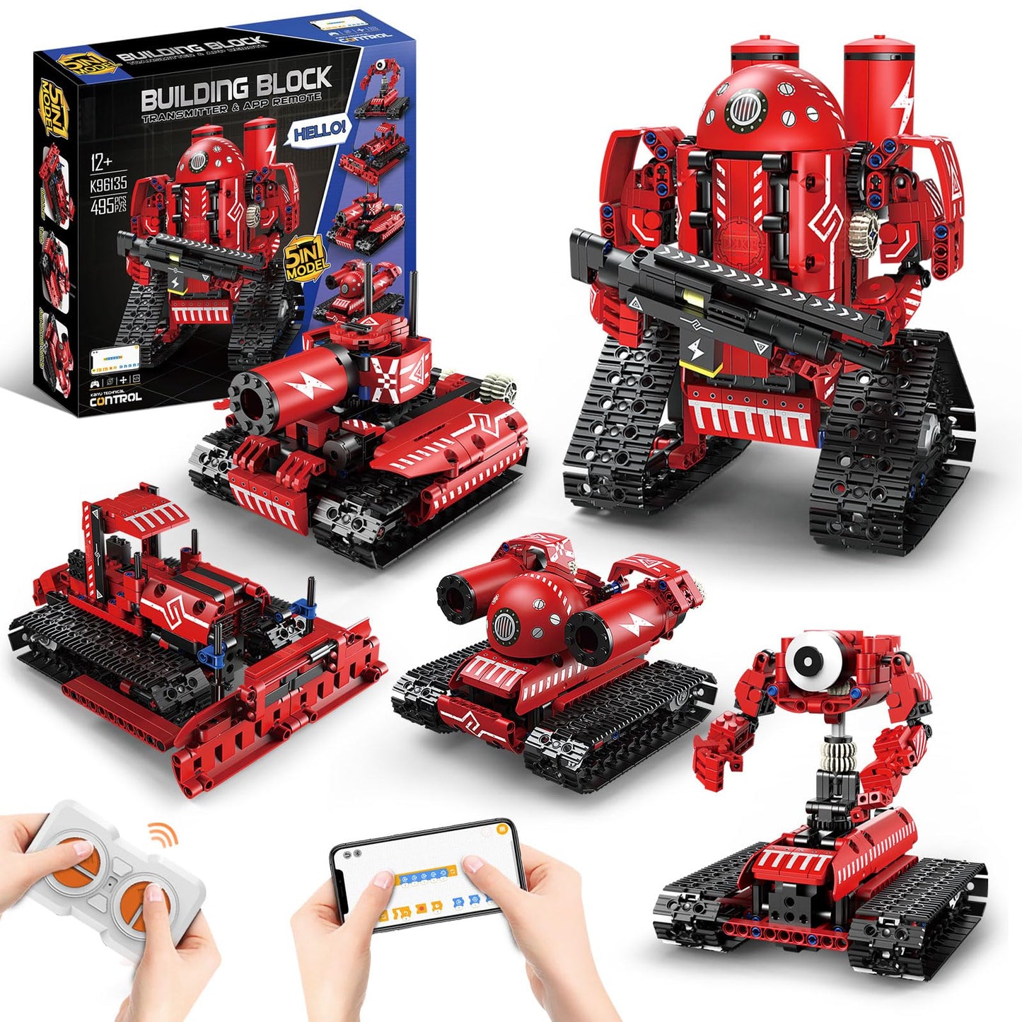 OUTOGO STEM Robot Kit 5-in-1 for Ages 8-16 | 495 Pieces, Remote Control & Coding