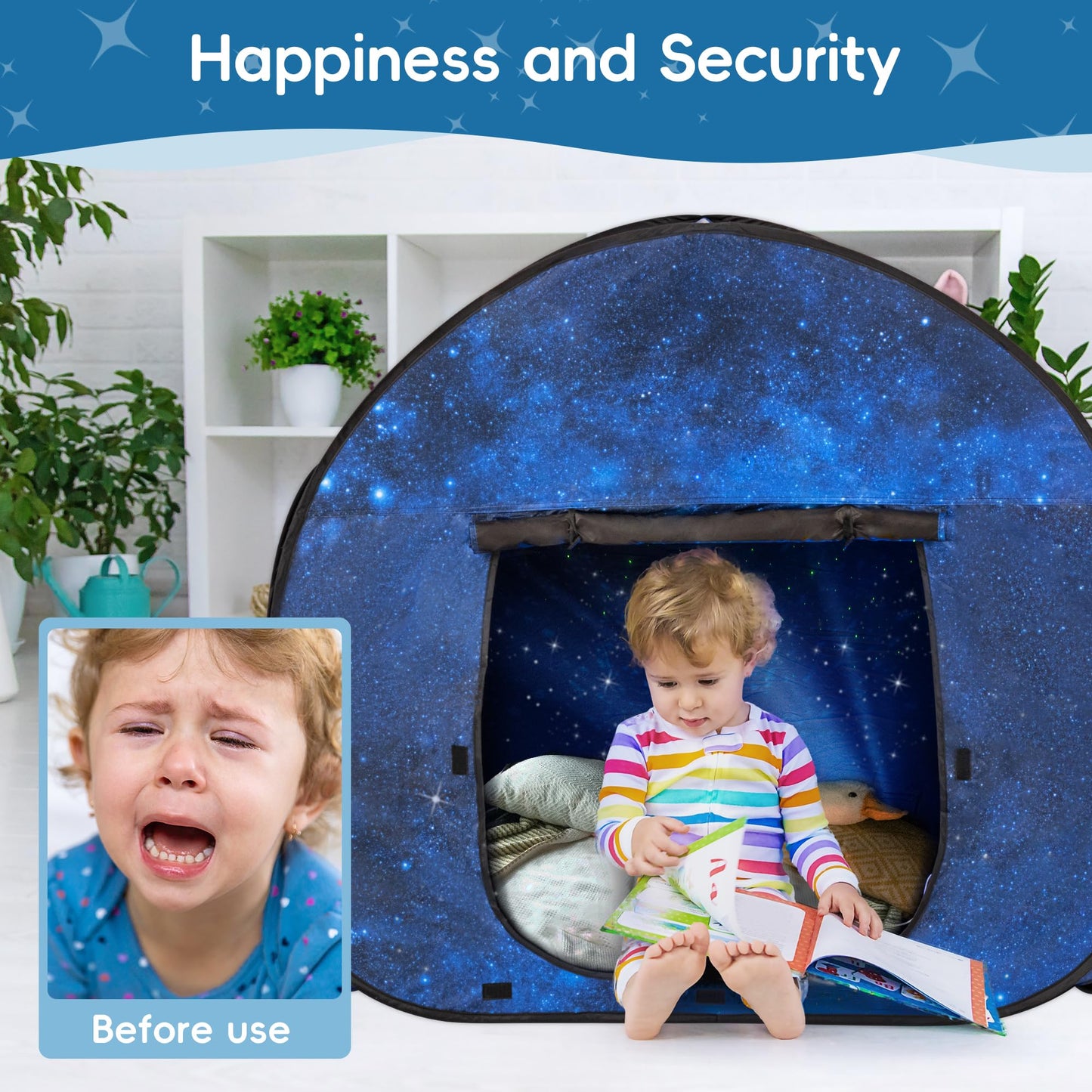 OUTREE Sensory Tent 47x47 in – Starry Night Print for Kids with Autism