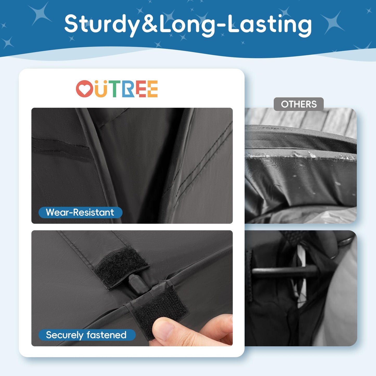 OUTREE Sensory Tent 47x47 in Black Print | Pop-Up Indoor Sensory Space for Kids