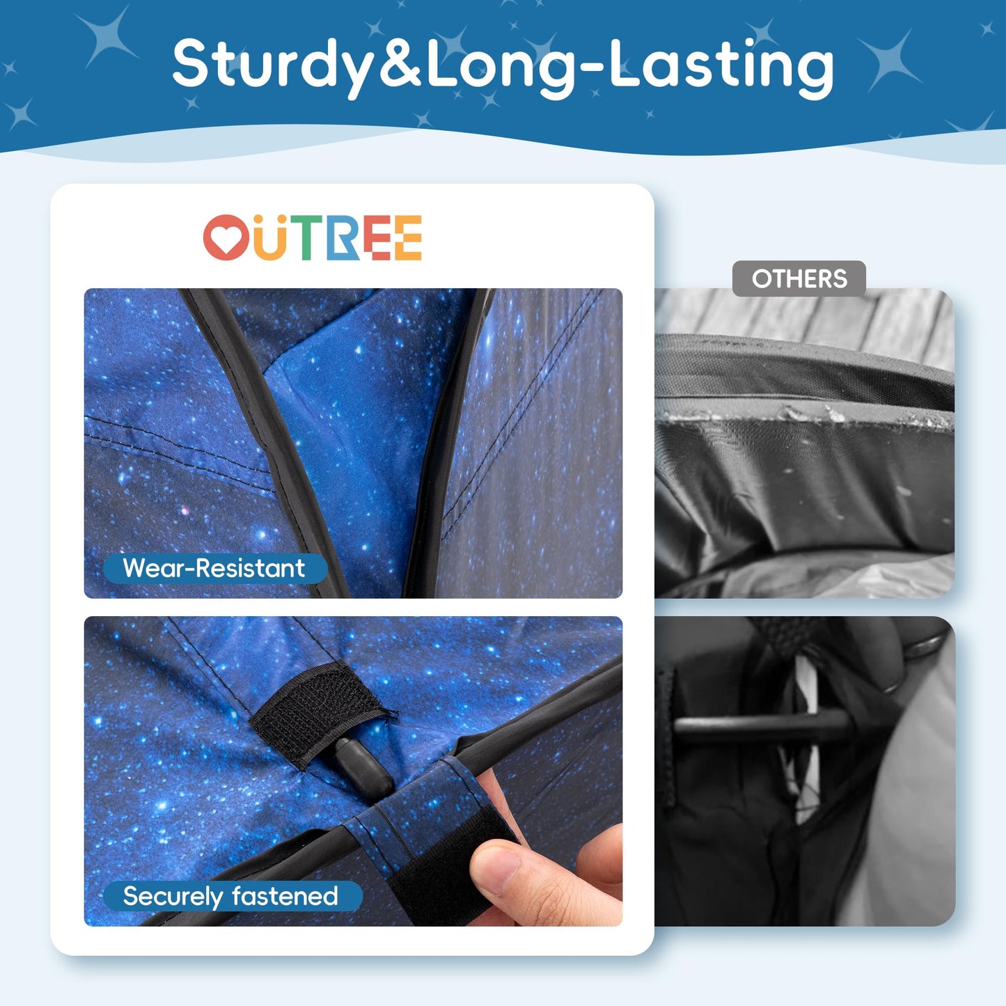 OUTREE Sensory Tent 47x47 in – Starry Night Print for Kids with Autism