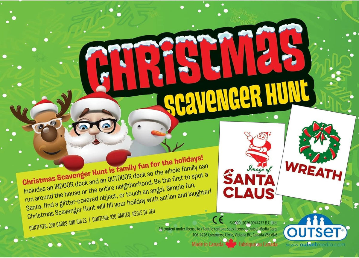 Outset Media Christmas Scavenger Hunt Game – 220 Cards, Indoor & Outdoor Decks, Ages 6+