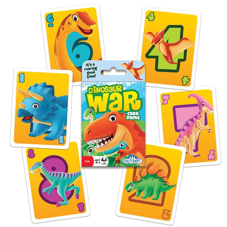 Outset Media Dinosaur War Card Game – Jurassic Battle for 2 Players (Ages 4+)