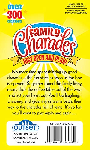 Outset Media Family Charades Card Game – Travel Friendly, 355 Charades on 71 Cards, Ages 8+