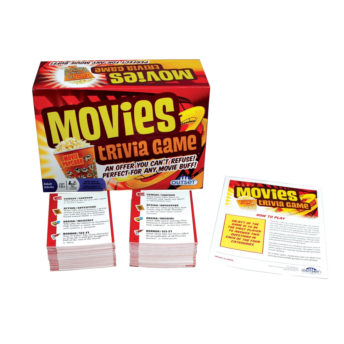 Outset Media Movies Trivia Game – Fun Party & Travel Family Quiz (2+ Players, 12+)