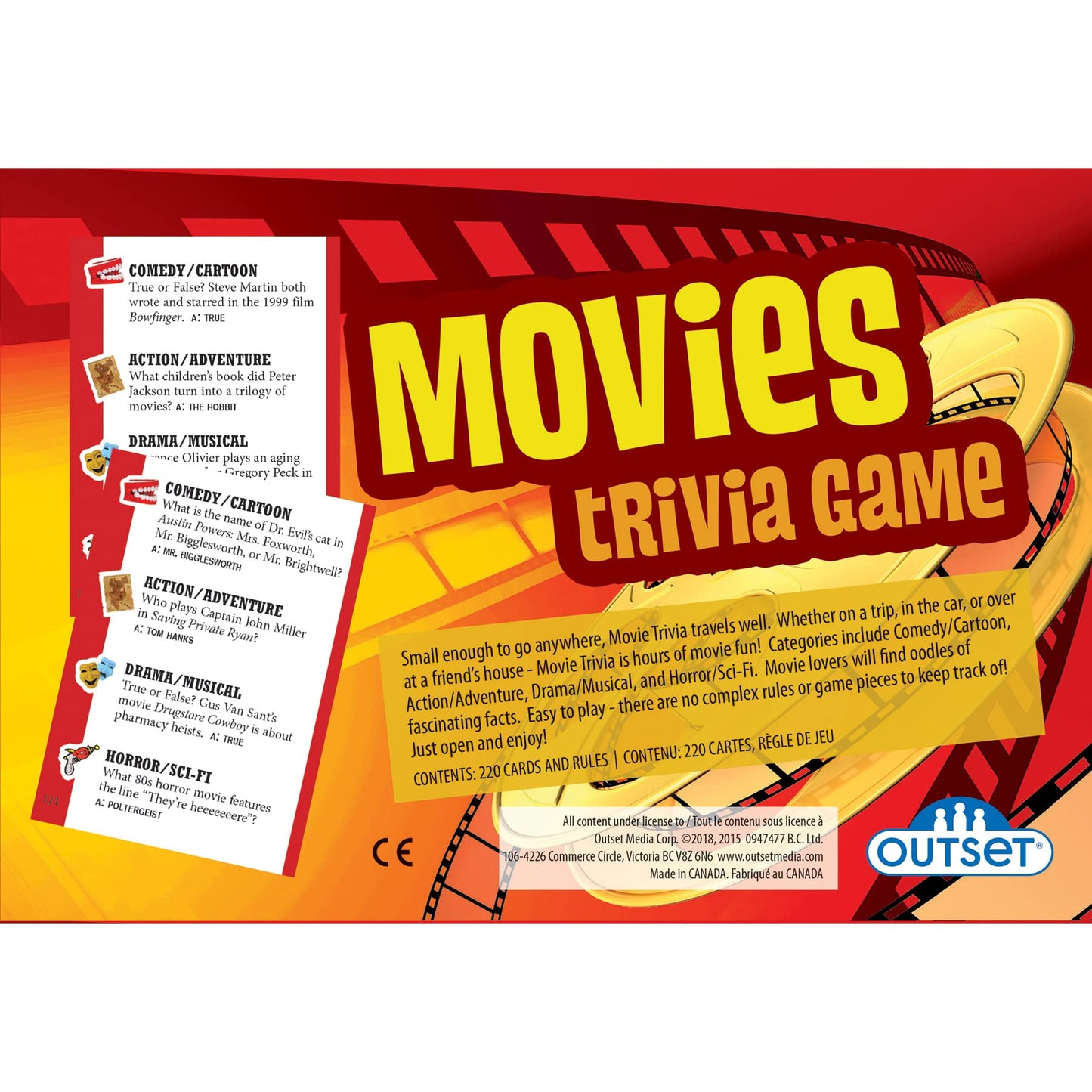 Outset Media Movies Trivia Game – Fun Party & Travel Family Quiz (2+ Players, 12+)