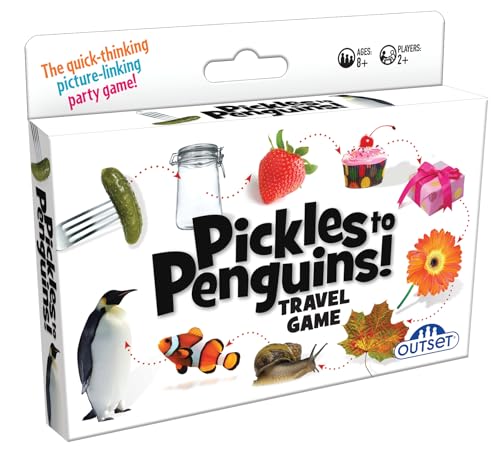 Outset Pickles to Penguins Travel Edition – Quick-Thinking Picture-Linking Party Game for 2+ Players (Ages 8+)
