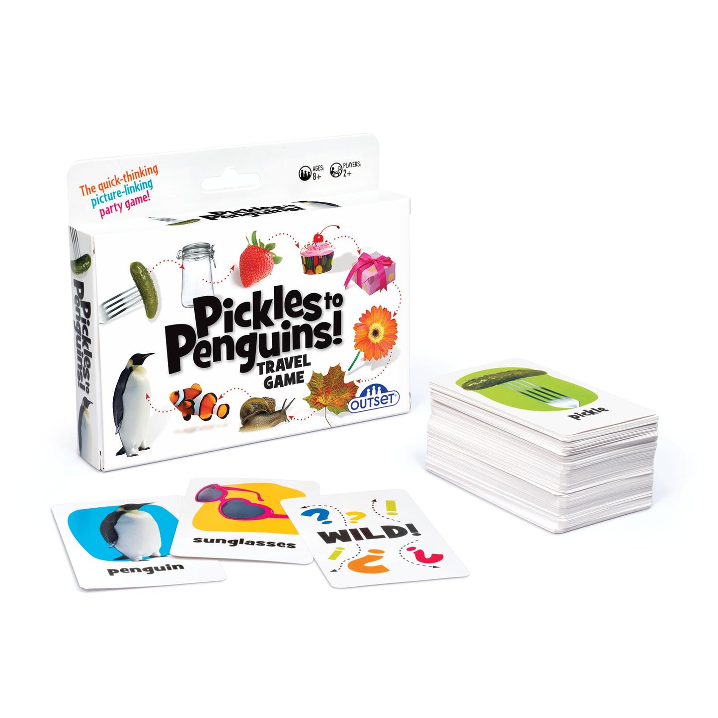 Outset Pickles to Penguins Travel Edition – Quick-Thinking Picture-Linking Party Game for 2+ Players (Ages 8+)
