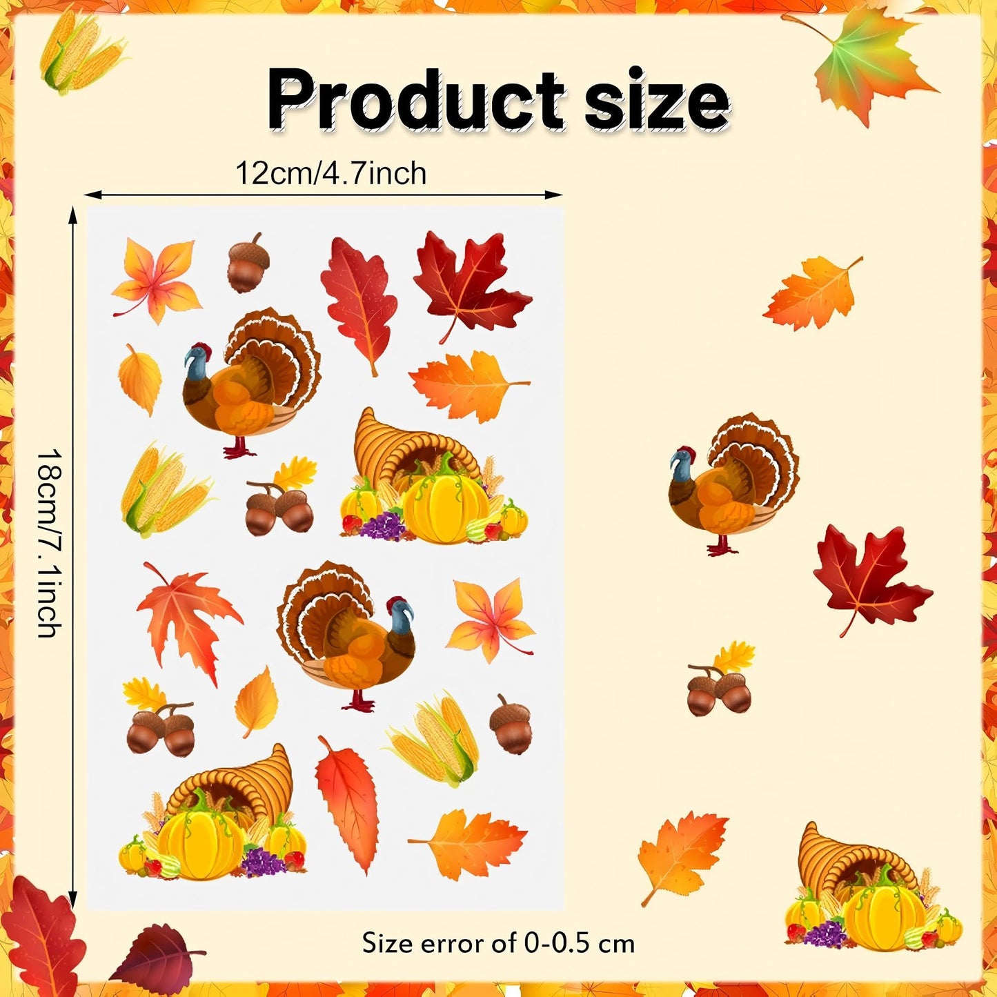 Outus 540 Leaves Tree Stickers – Maple Leaves for Autumn Decor in Classrooms, Parties, and More (12 x 18 cm)