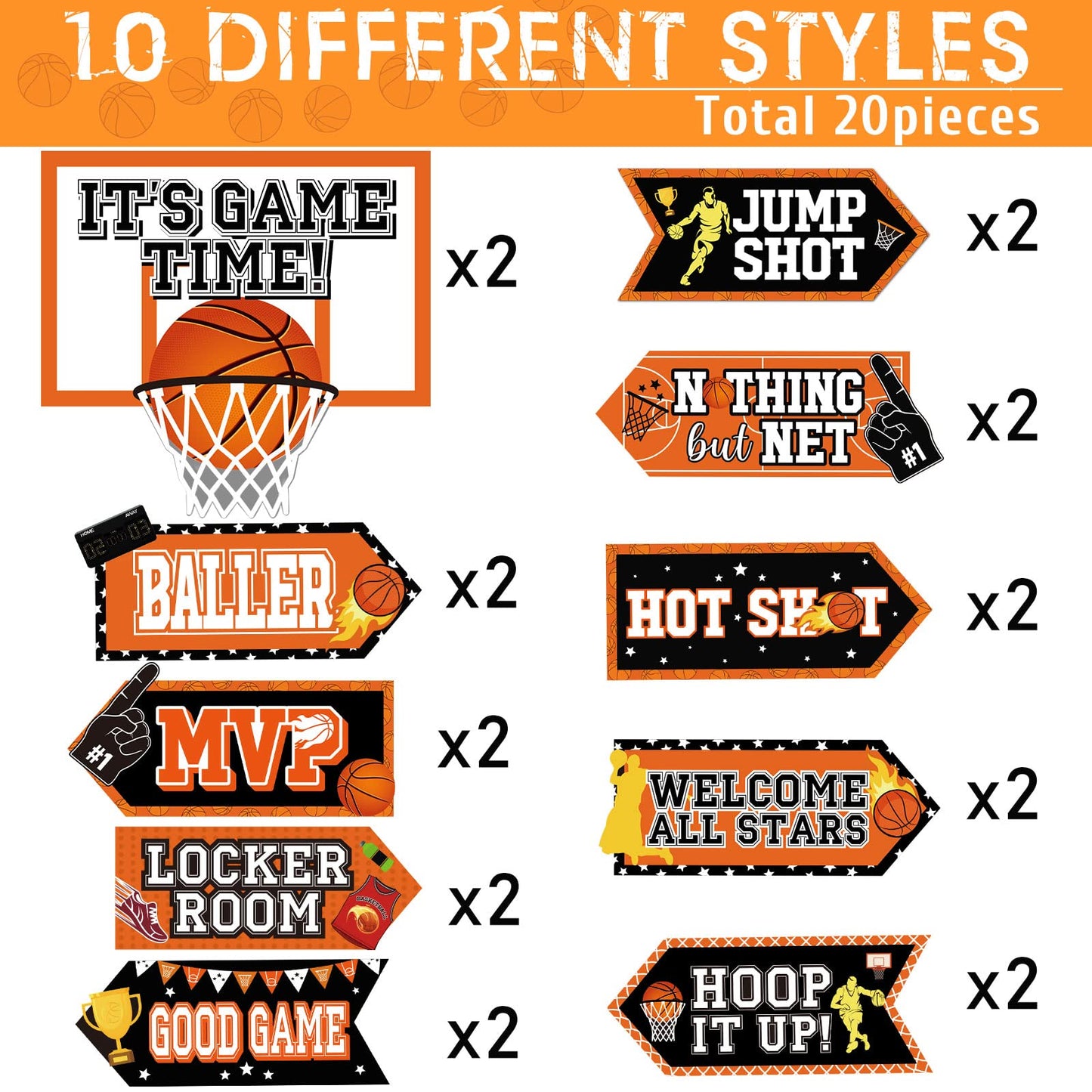 Outus 20 Pieces Basketball Party Signs – Themed Decor & Photo Props
