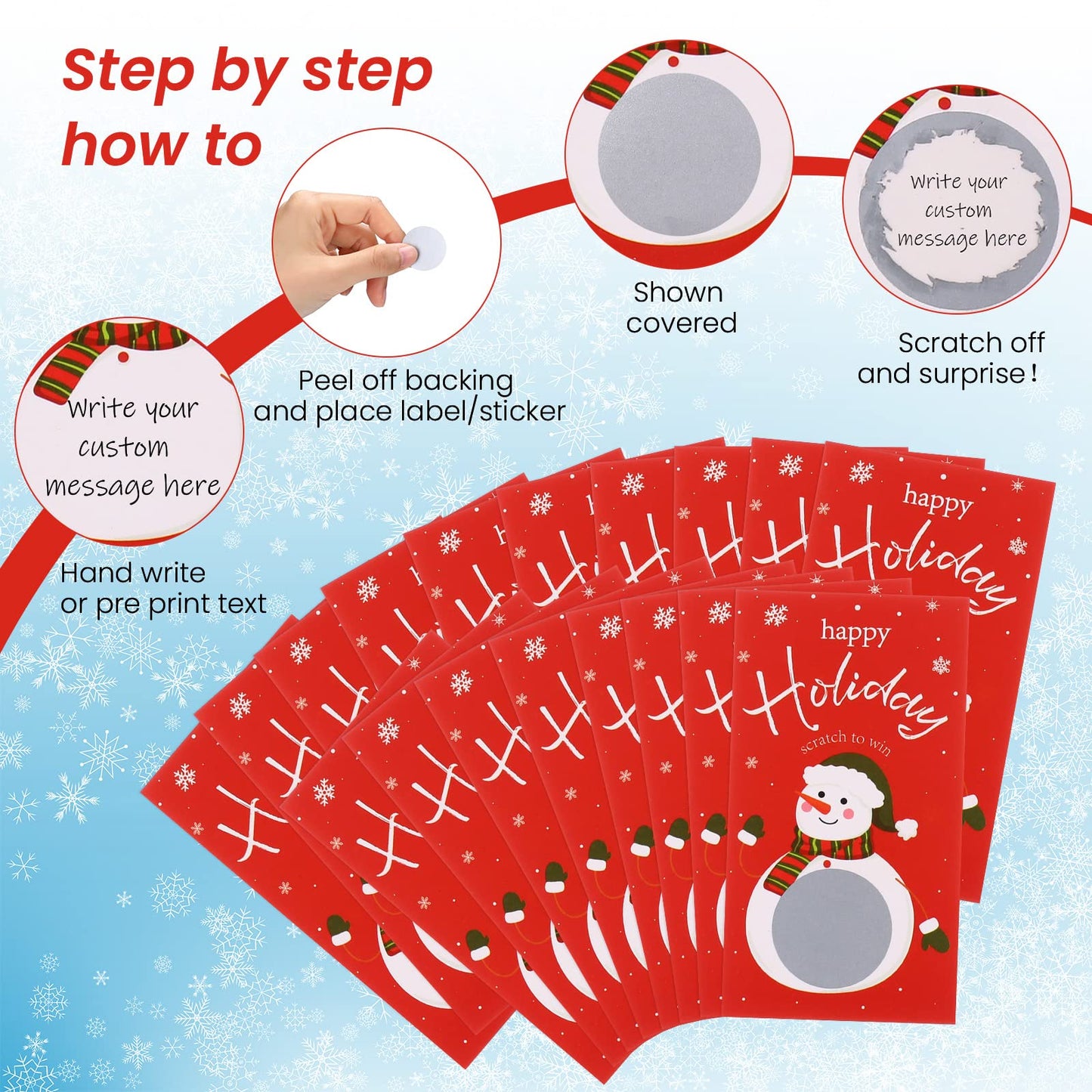 Outus 50 Pieces Christmas Scratch Off Cards & Stickers | Snowman Holiday Party Games & Prize Draws