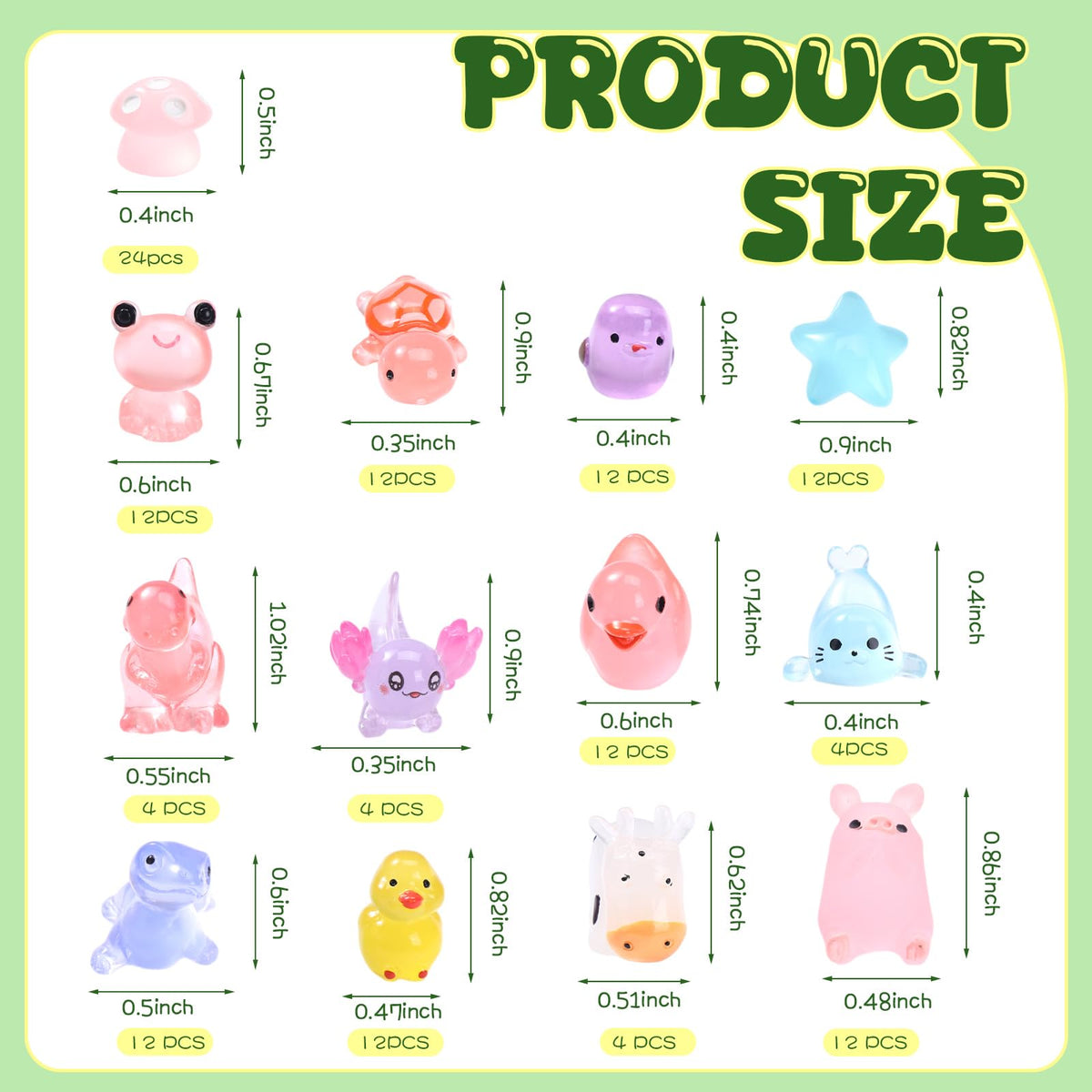Outus 154 Pcs Luminous Mini Resin Animals – Glow in the Dark Ducks & More