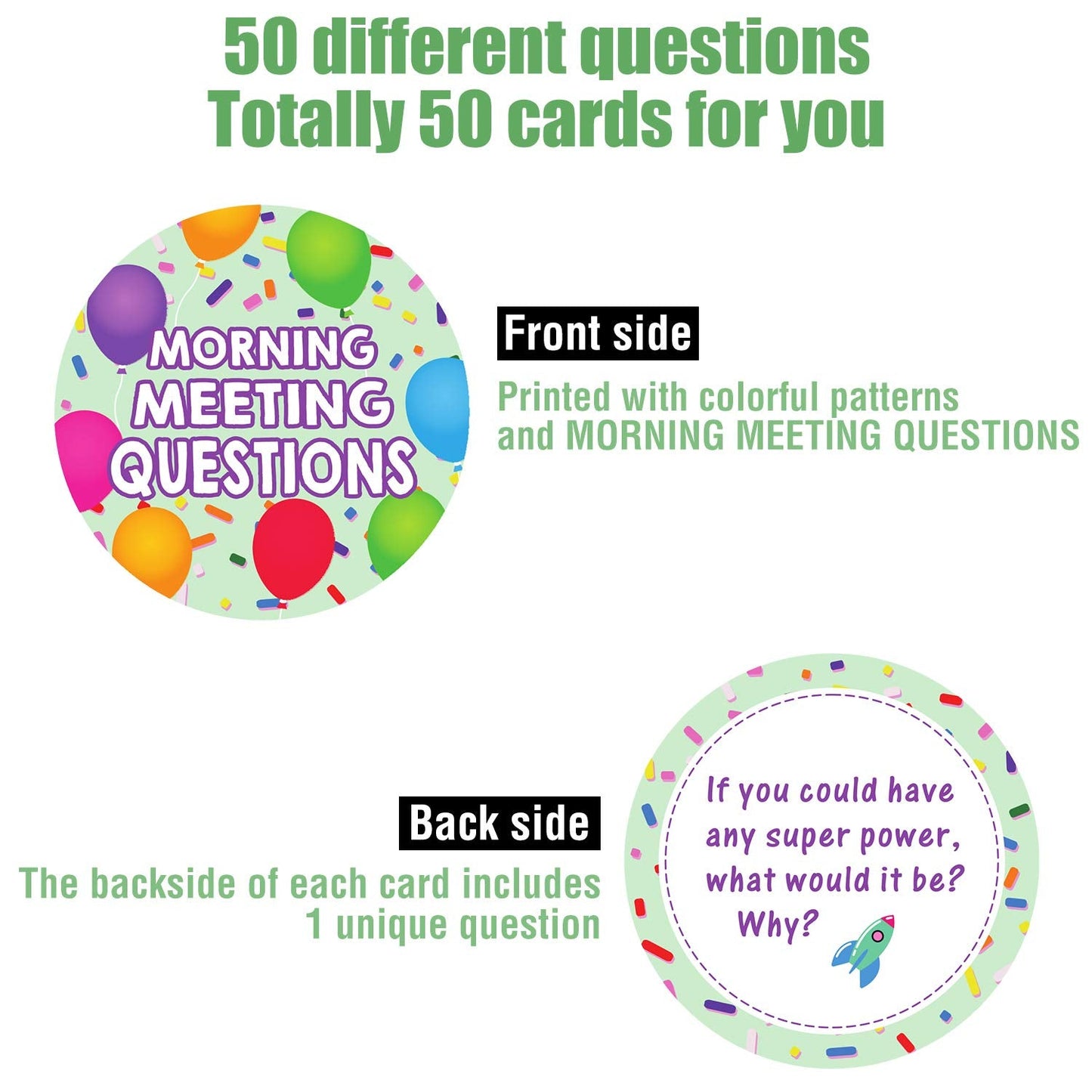 Outus 50 Morning Meeting Questions Cards for Students | Classroom Icebreaker & Conversation Starters