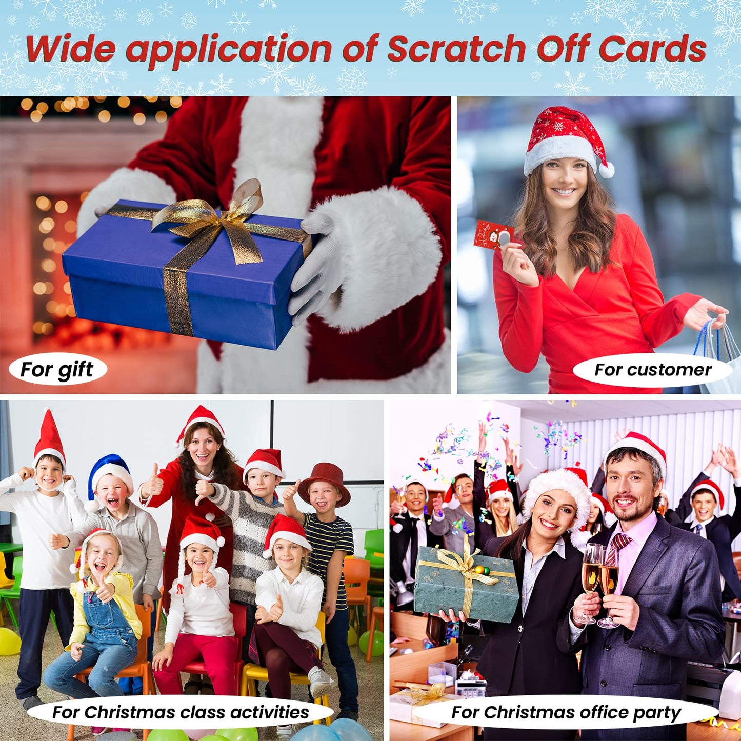 Outus 50 Pieces Christmas Scratch Off Cards & Stickers | Snowman Holiday Party Games & Prize Draws