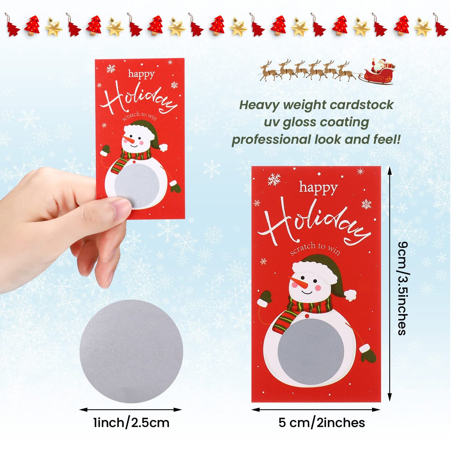 Outus 50 Pieces Christmas Scratch Off Cards & Stickers | Snowman Holiday Party Games & Prize Draws