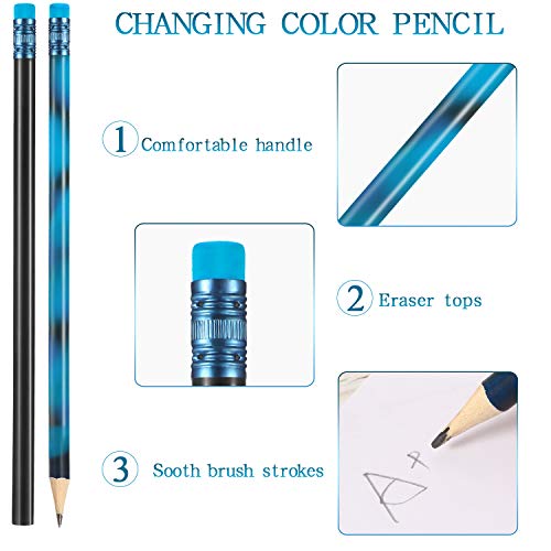 Outus 15-Piece Color-Changing Mood Pencil Bulk with Eraser – Heat Activated Thermochromic Pencils