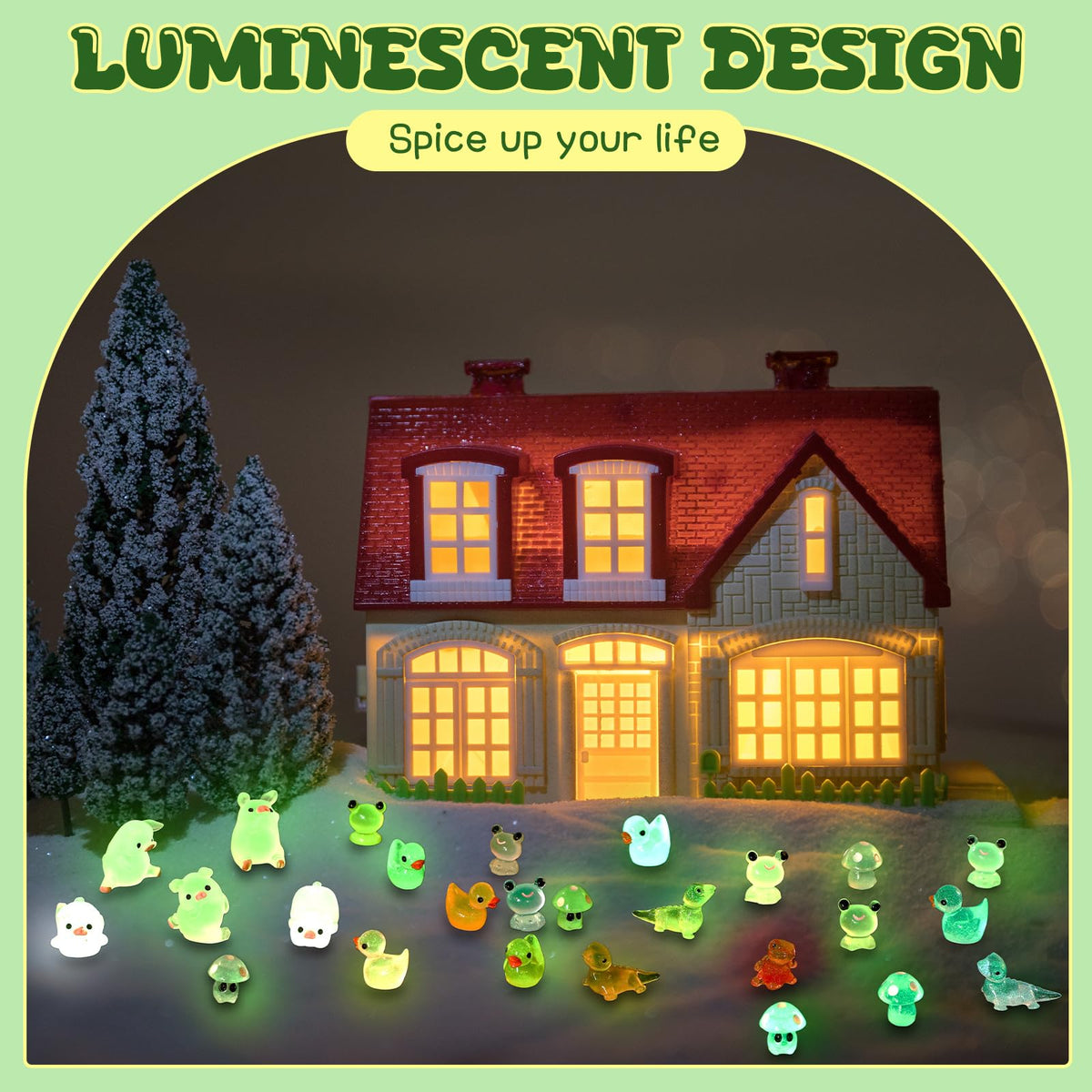 Outus 154 Pcs Luminous Mini Resin Animals – Glow in the Dark Ducks & More