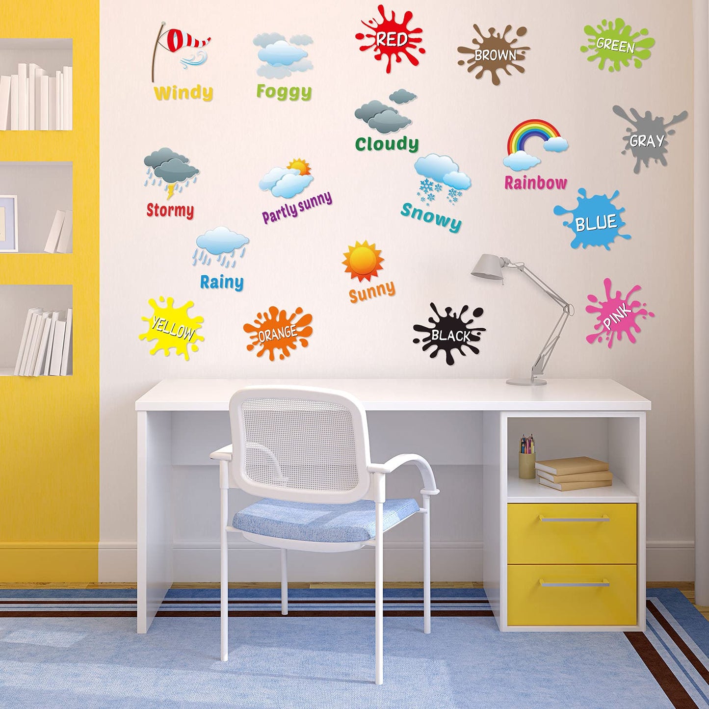 Outus 6 Sheets Alphabet Wall Decals – Classroom Letters, Numbers, Colors & Weather