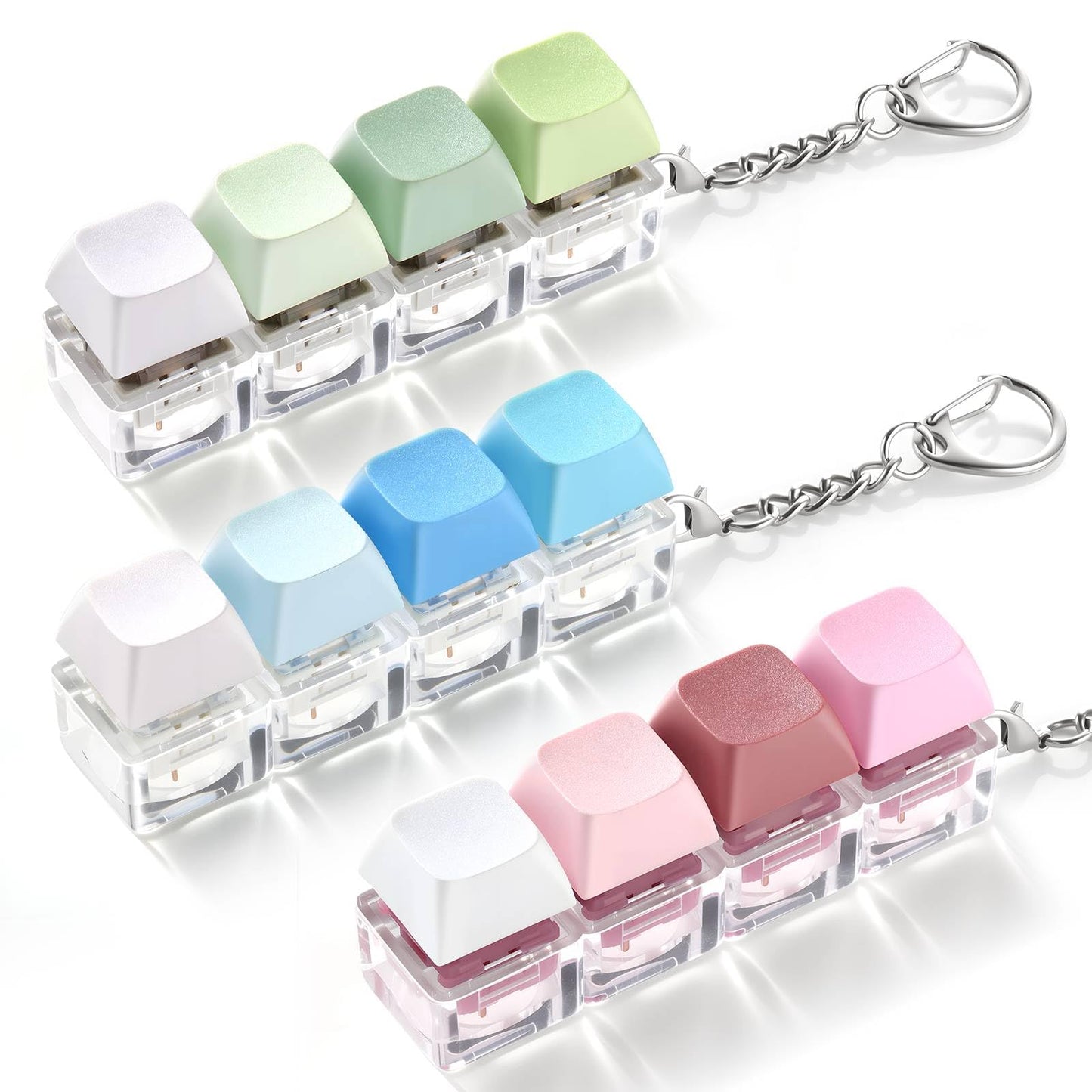 OUTXE 3 Pack Keyboard Fidget Toy – Creamy, Clicky & Silent Stress Relief Keychains for Focus