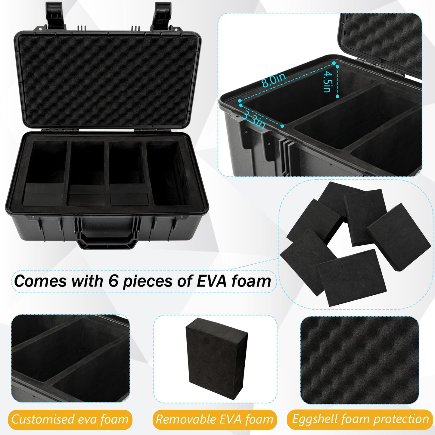 OUUTMEE Graded Card Case – Storage Box for 120+ Graded Cards (CSG/BGS/SGC) with 6 EVA Foam