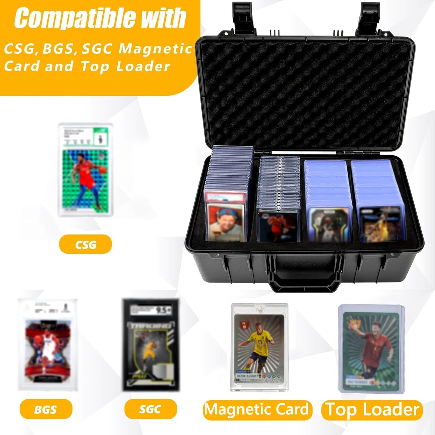 OUUTMEE Graded Card Case – Storage Box for 120+ Graded Cards (CSG/BGS/SGC) with 6 EVA Foam