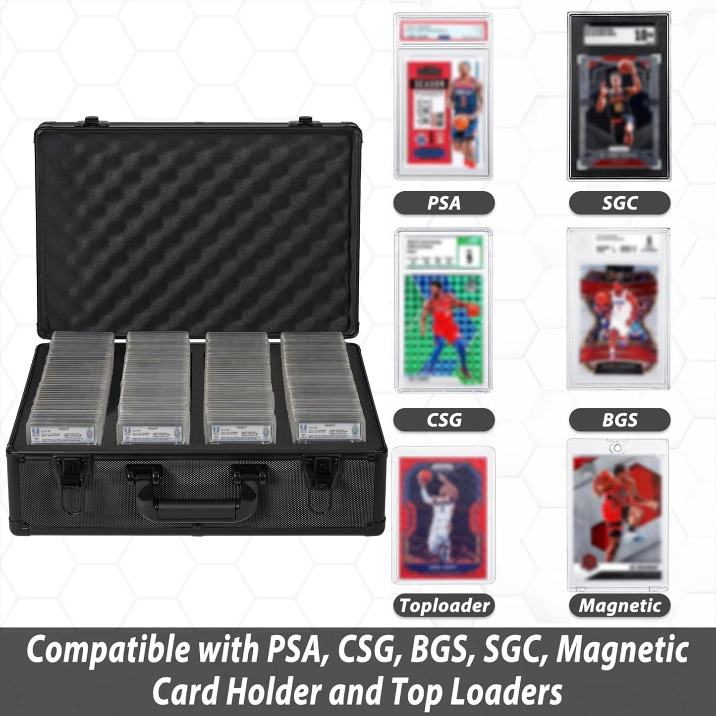 OUUTMEE Graded Card Case - Aluminum Alloy Storage for 150+ Slabs | PSA/CSG/BGS Compatible