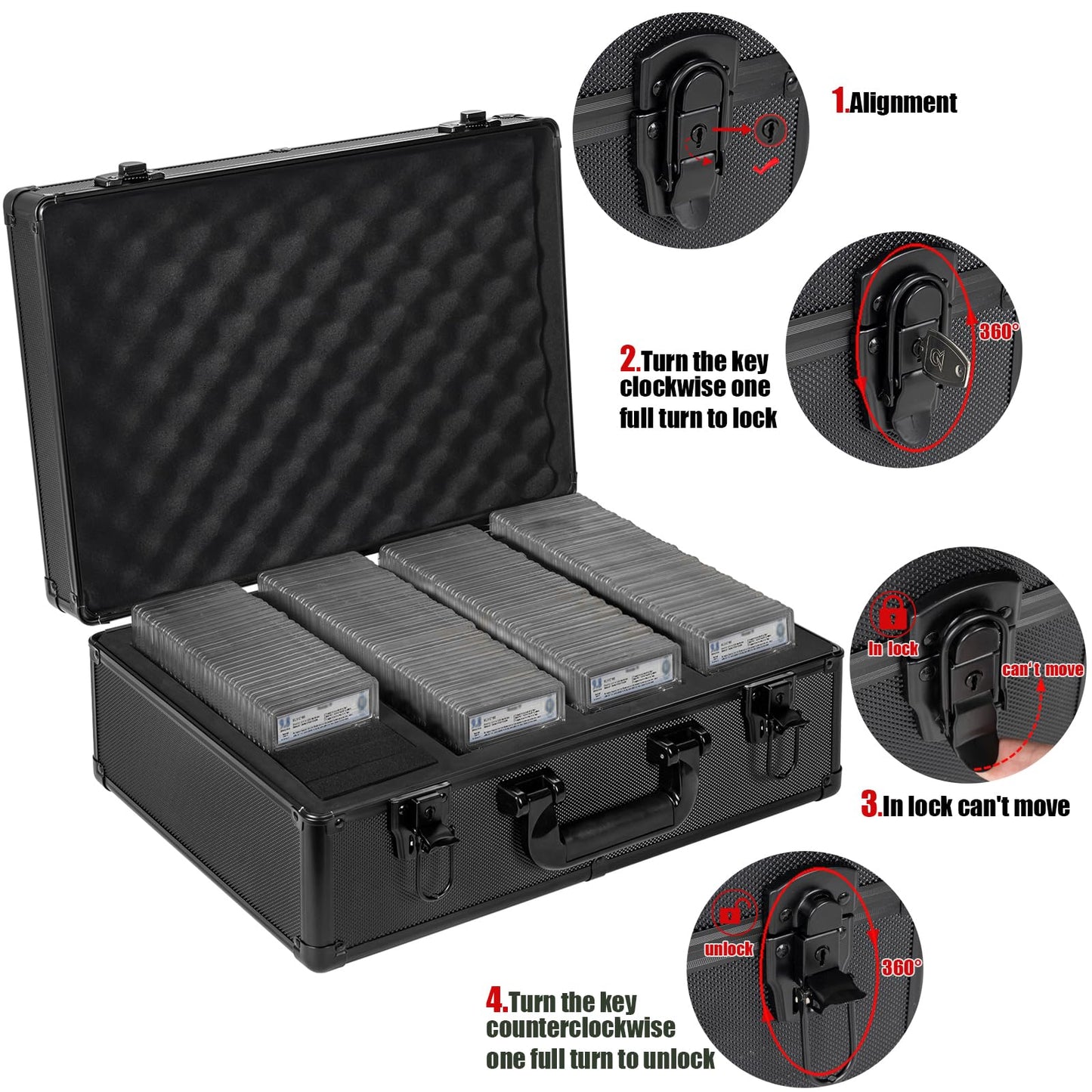 OUUTMEE Graded Card Case - Aluminum Alloy Storage for 150+ Slabs | PSA/CSG/BGS Compatible