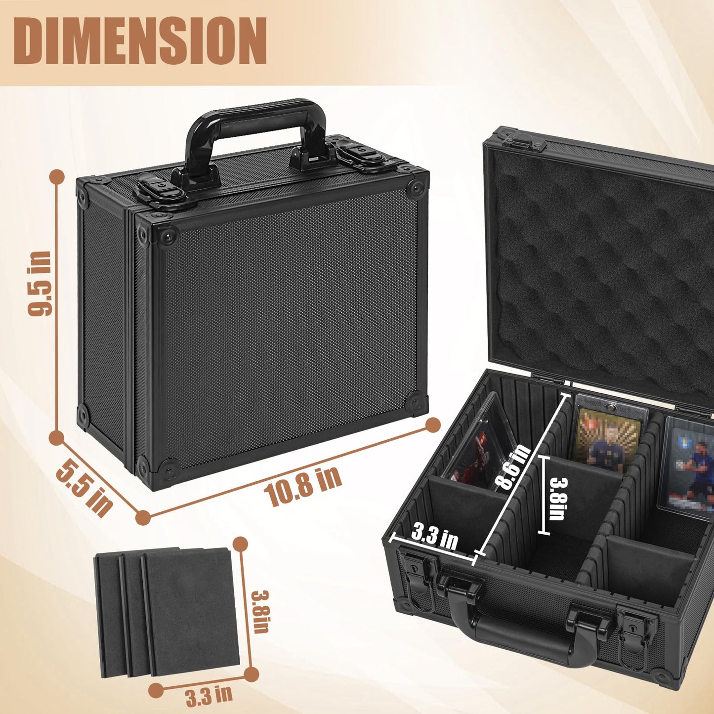 OUUTMEE Toploader Storage Box: 3x4 Cards, 5 Partitions, 350+ Capacity, Magnetic Holders