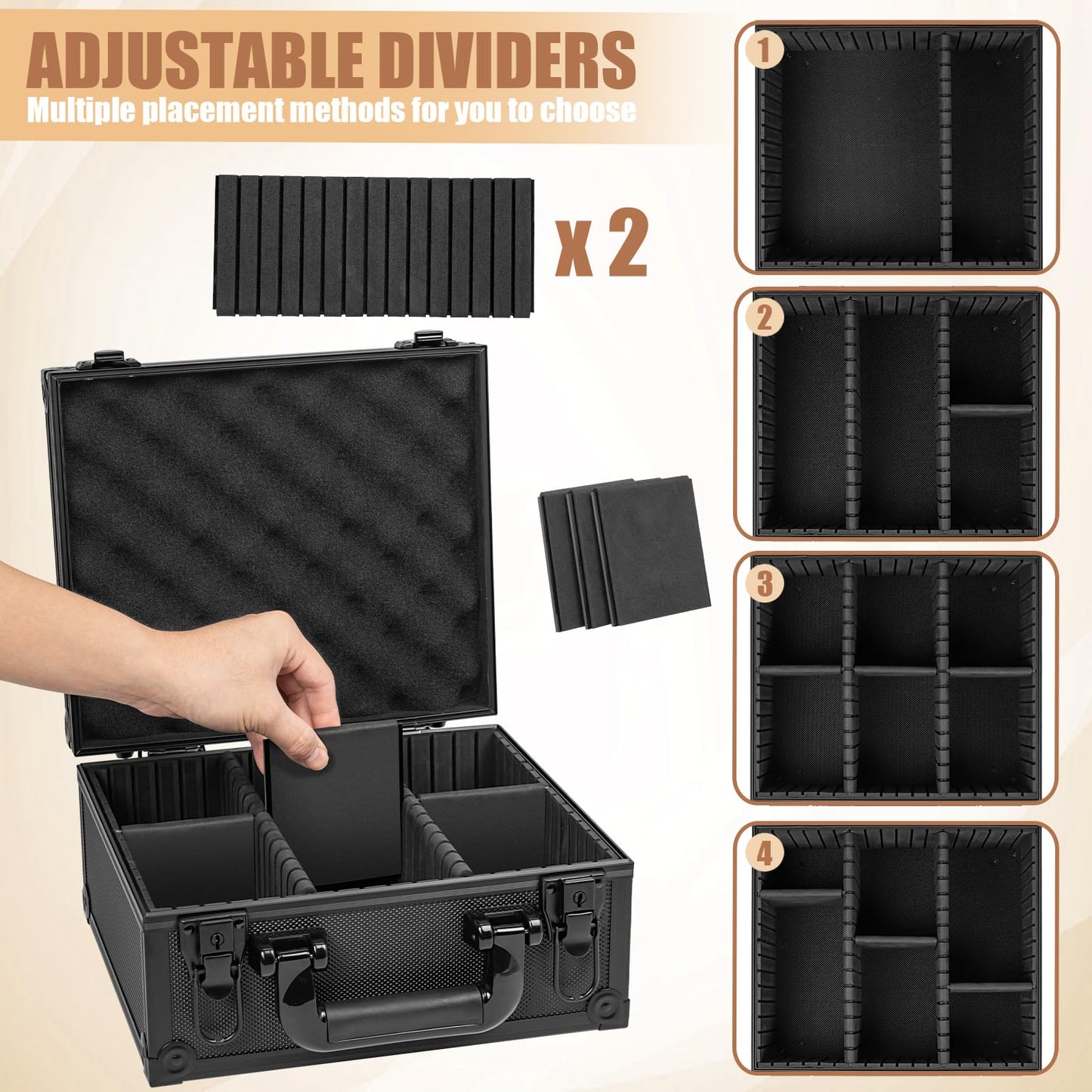 OUUTMEE Toploader Storage Box: 3x4 Cards, 5 Partitions, 350+ Capacity, Magnetic Holders