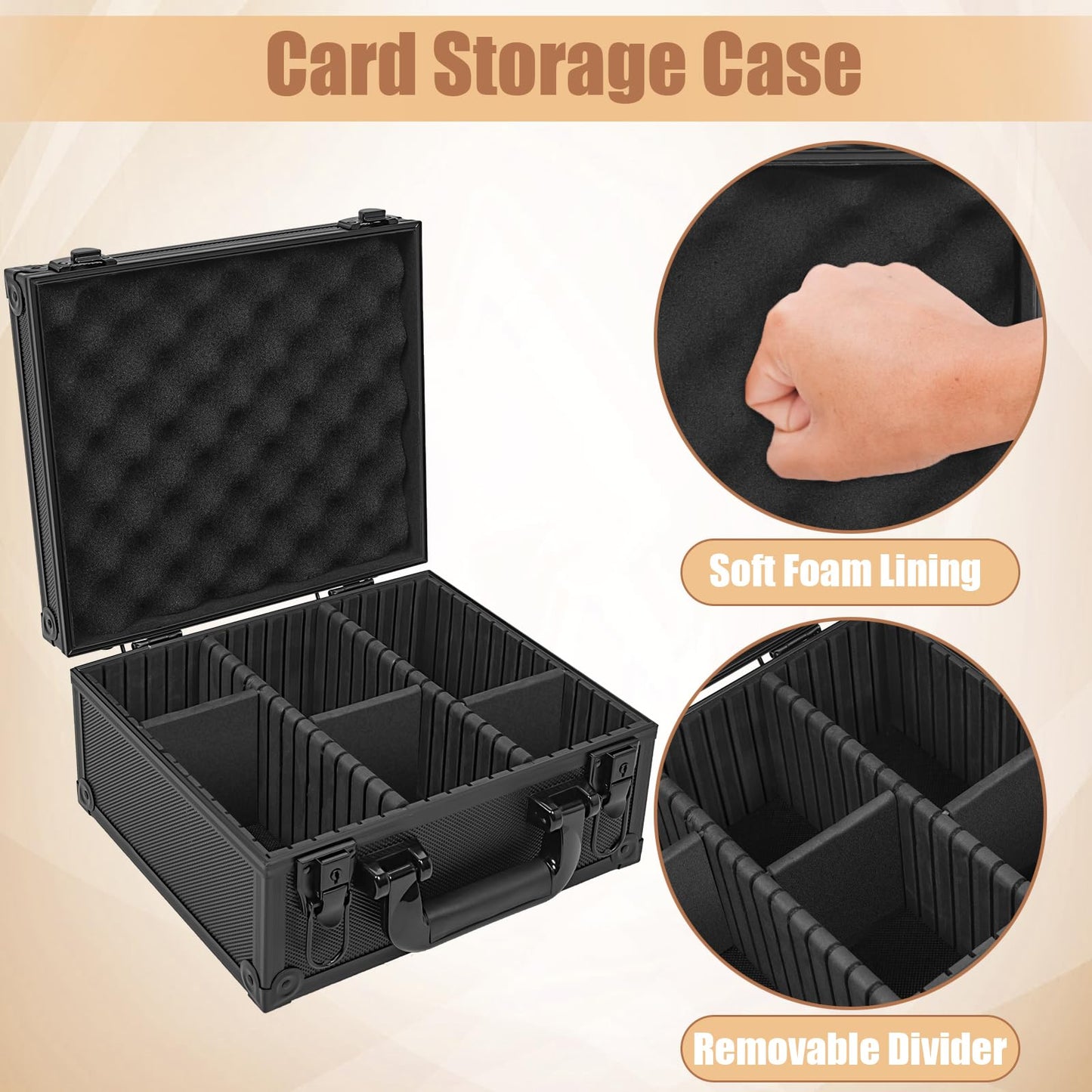 OUUTMEE Toploader Storage Box: 3x4 Cards, 5 Partitions, 350+ Capacity, Magnetic Holders