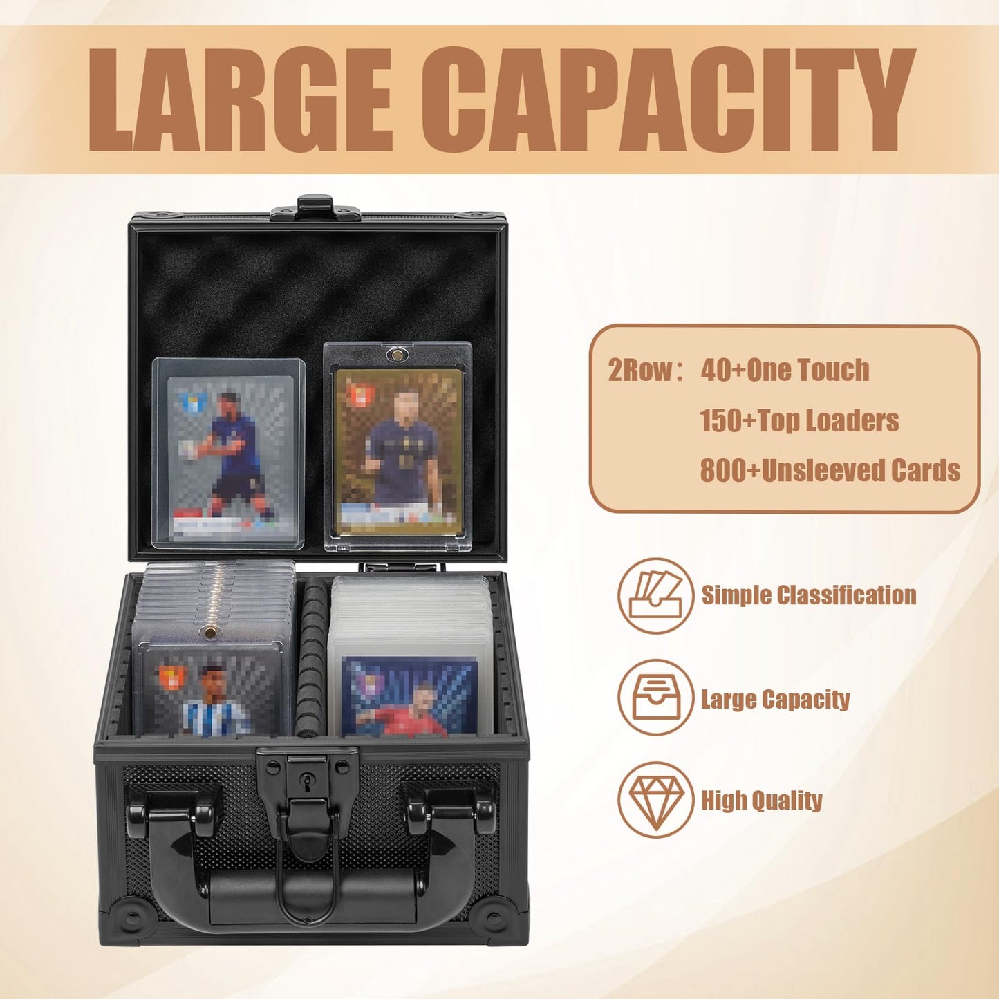 OUUTMEE Toploader Storage Box – 3x4 35pt Cards, 4 Compartments, 150+ Toploaders, Magnetic Card Holders