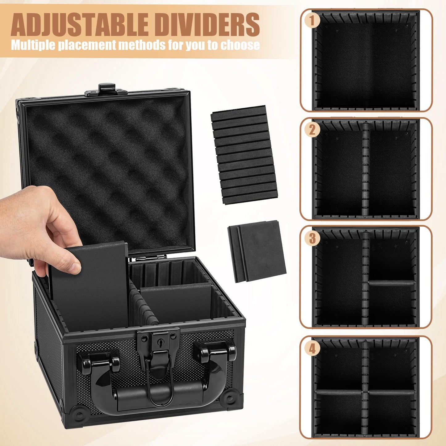 OUUTMEE Toploader Storage Box – 3x4 35pt Cards, 4 Compartments, 150+ Toploaders, Magnetic Card Holders
