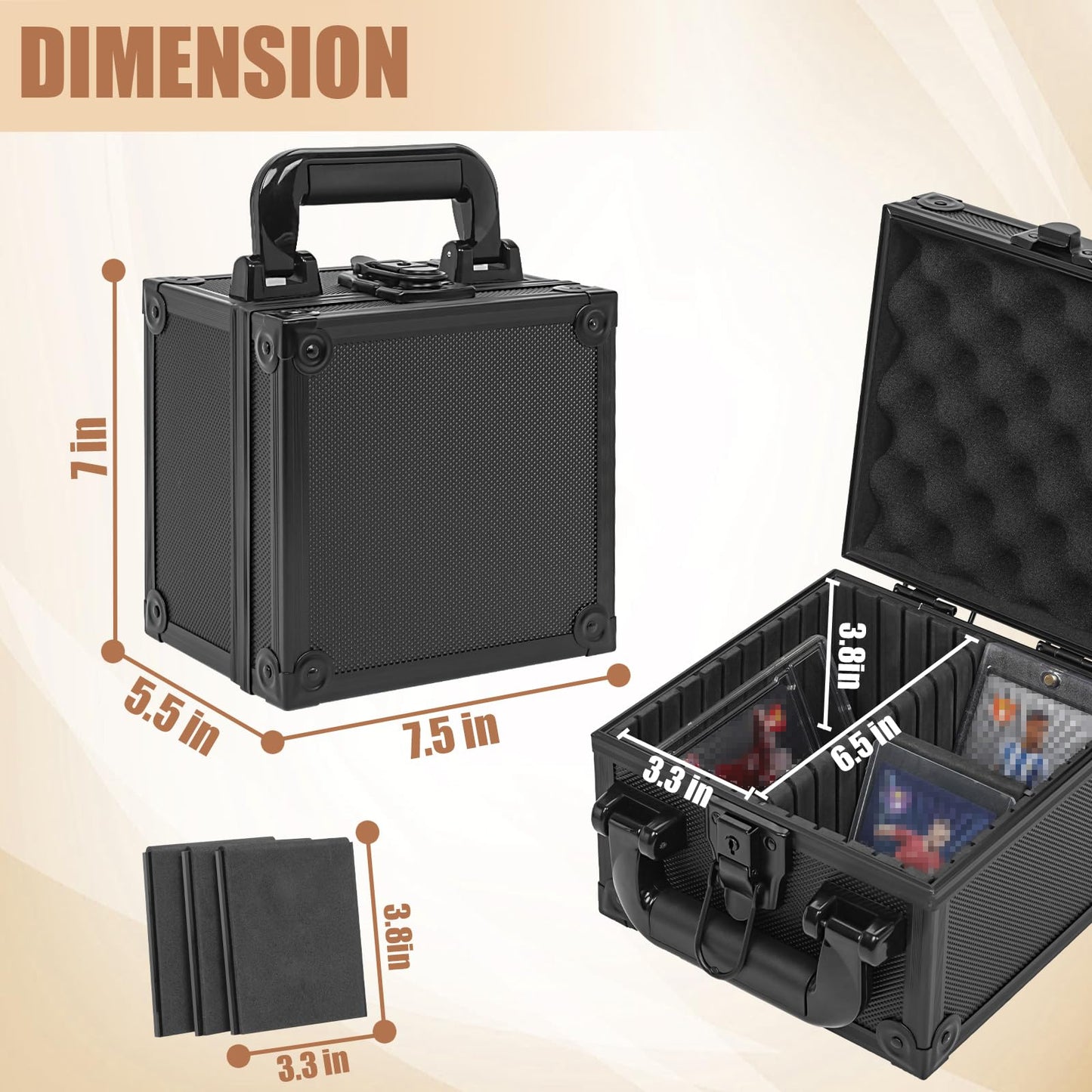 OUUTMEE Toploader Storage Box – 3x4 35pt Cards, 4 Compartments, 150+ Toploaders, Magnetic Card Holders