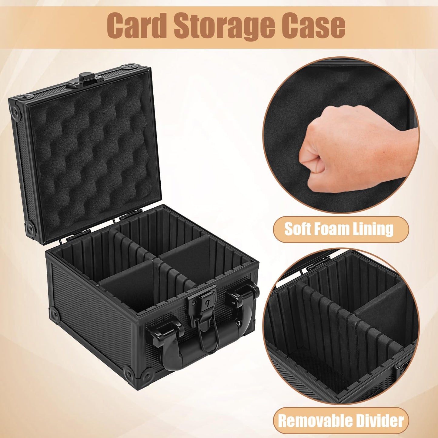 OUUTMEE Toploader Storage Box – 3x4 35pt Cards, 4 Compartments, 150+ Toploaders, Magnetic Card Holders