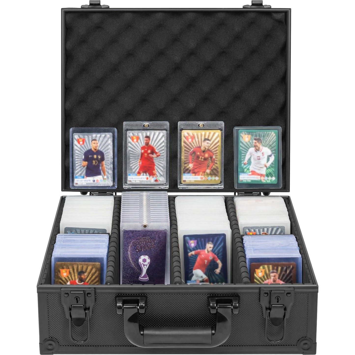 OUUTMEE Toploaders Storage Box for 3x4 35pt Cards – 7-Partition, Holds 600+ Toploaders