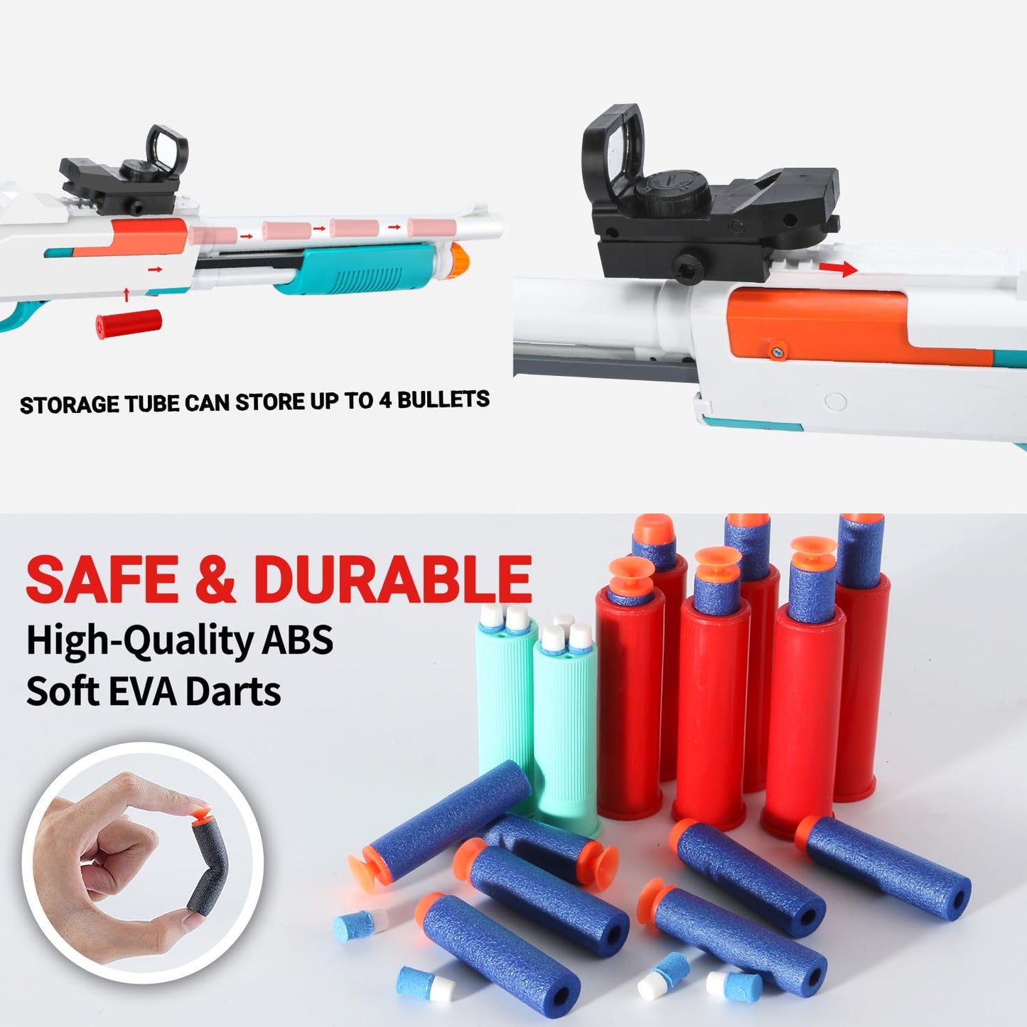 Ouzhimanxing Foam Blaster Toy Gun 33-Inch Jumping Shell with 40 Soft Darts – Indoor/Outdoor (Blue-Green)