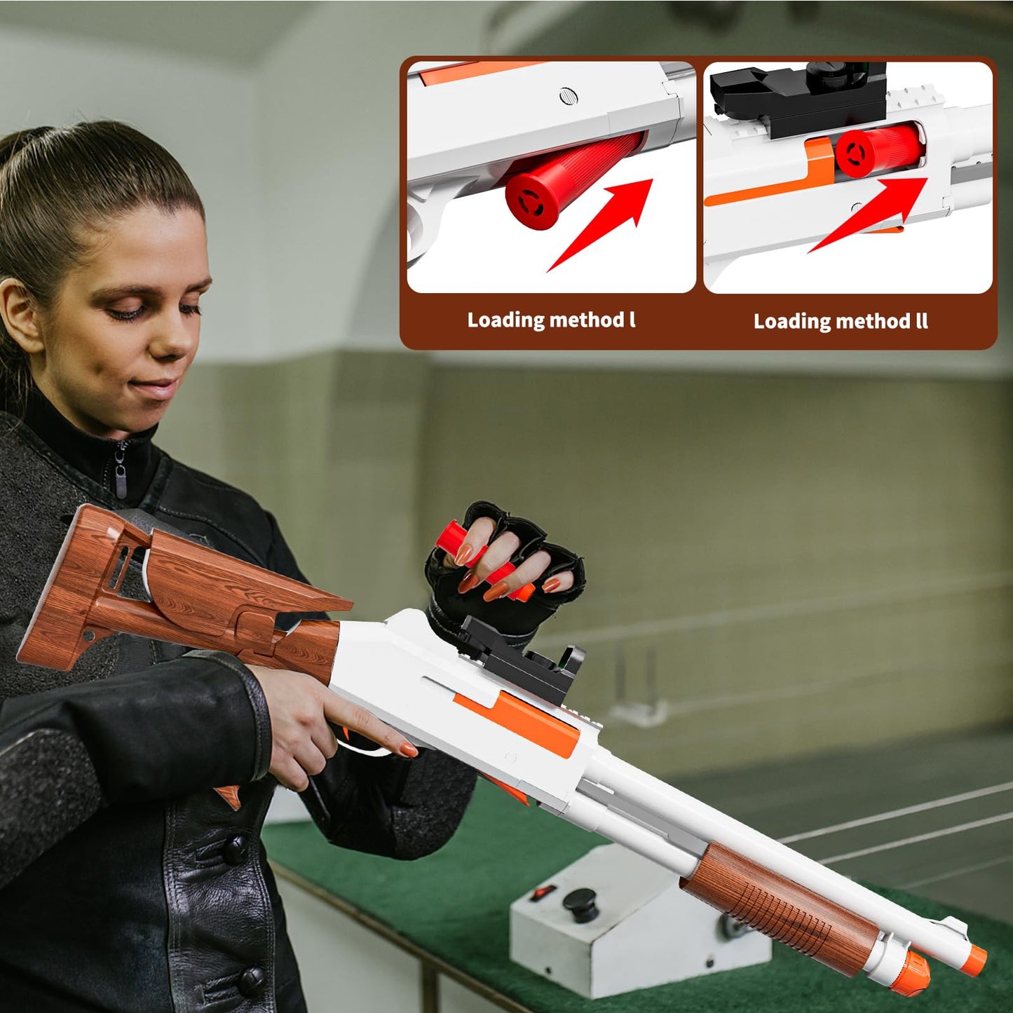 Ouzhimanxing Toy Gun Foam Blaster 33-Inch – Shell Ejection, 10 Shells, 40 Darts