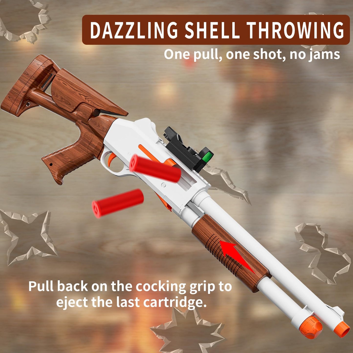 Ouzhimanxing Toy Gun Foam Blaster 33-Inch – Shell Ejection, 10 Shells, 40 Darts