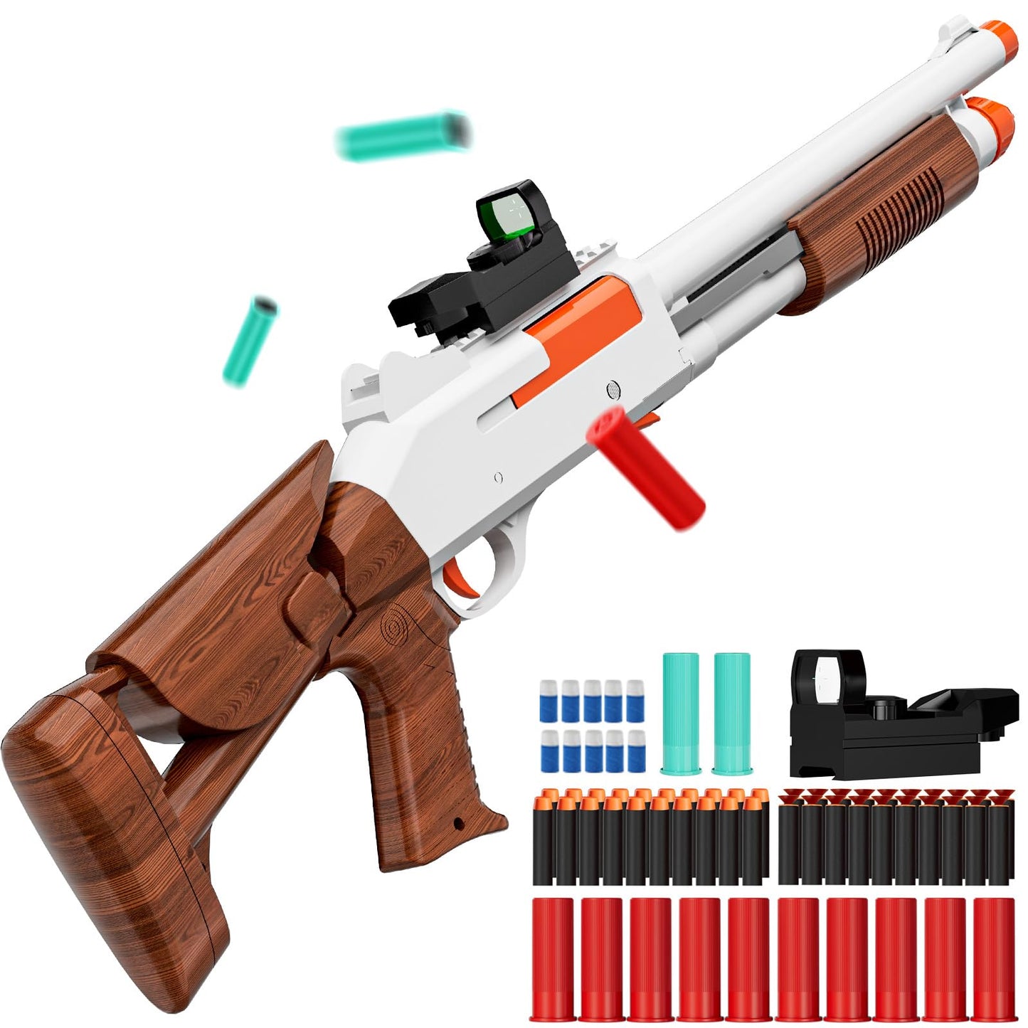 Ouzhimanxing Toy Gun Foam Blaster 33-Inch – Shell Ejection, 10 Shells, 40 Darts