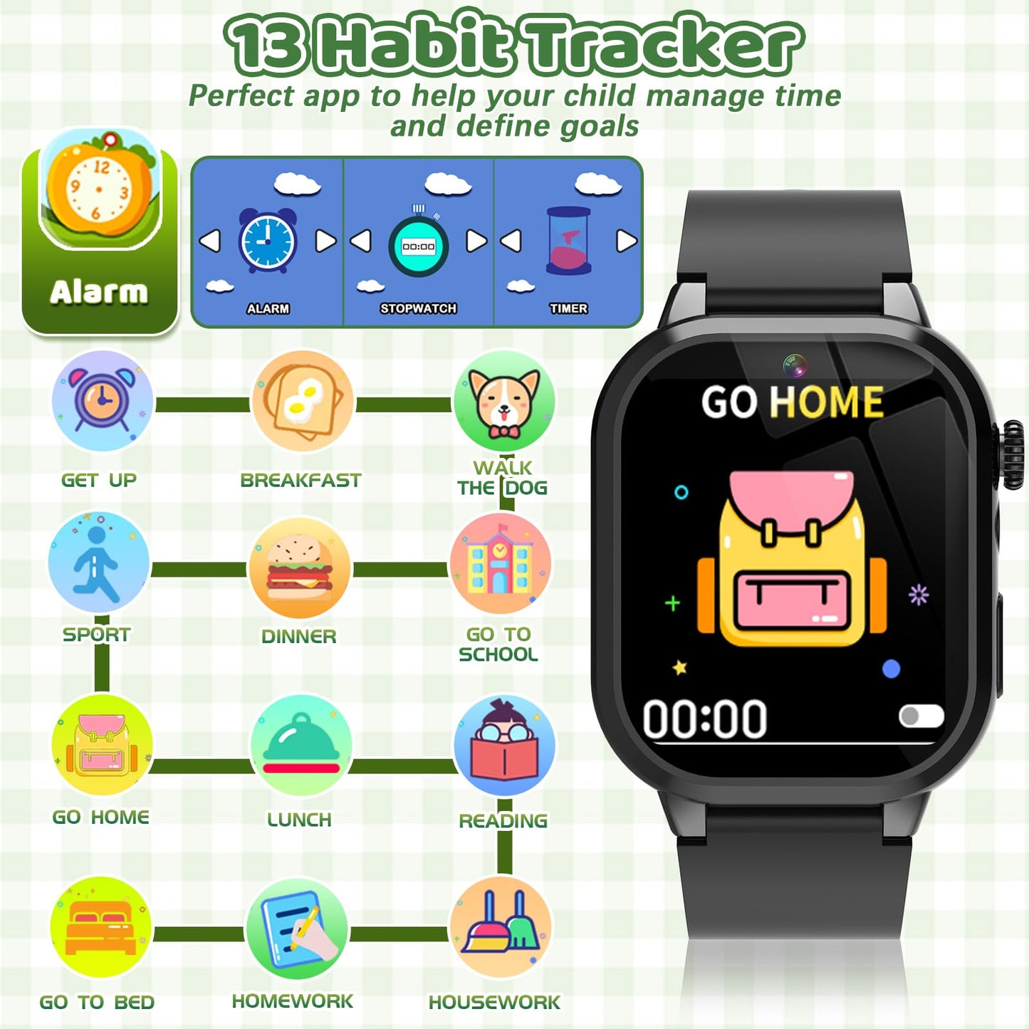 OVV Kids Game Smart Watch – 1.54-inch HD Touch, 30+ Educational Games, Camera, Pedometer, Parental Controls
