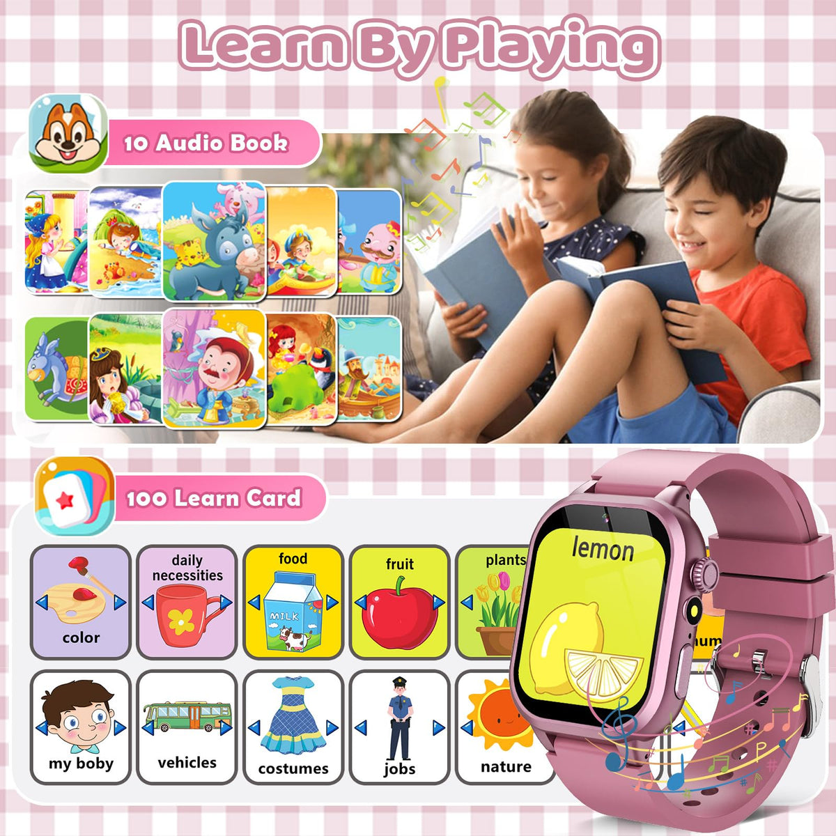 OVV Kids Game Watch – 1.54in HD Touchscreen, 30+ Educational Games, Camera & Parental Controls