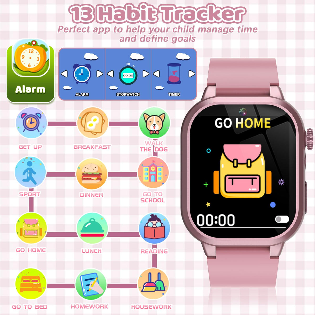 OVV Kids Game Watch – 1.54in HD Touchscreen, 30+ Educational Games, Camera & Parental Controls