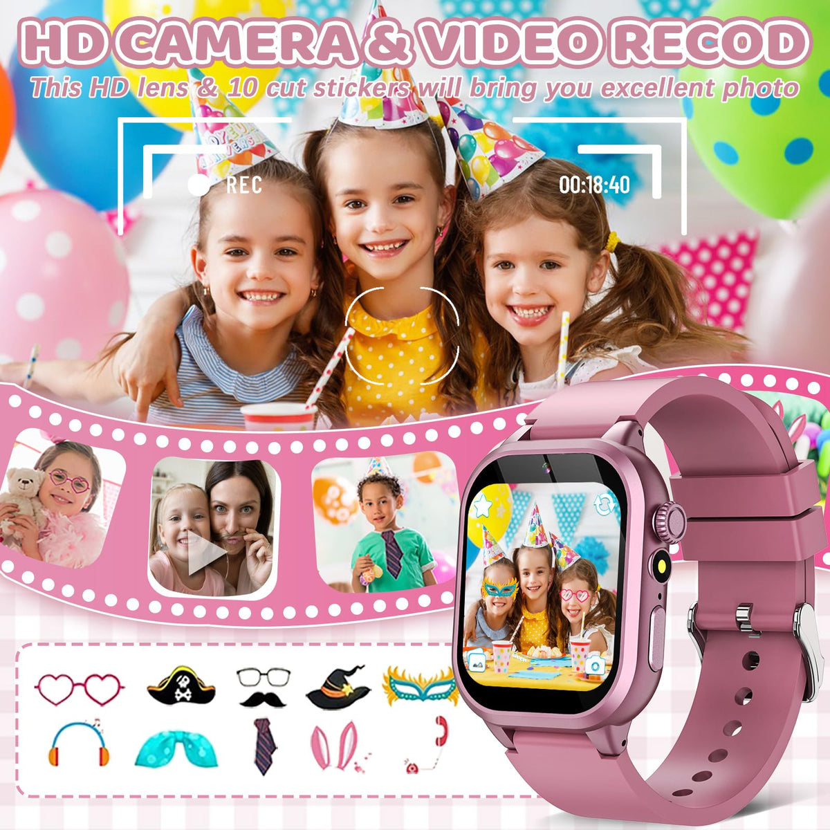 OVV Kids Game Watch – 1.54in HD Touchscreen, 30+ Educational Games, Camera & Parental Controls