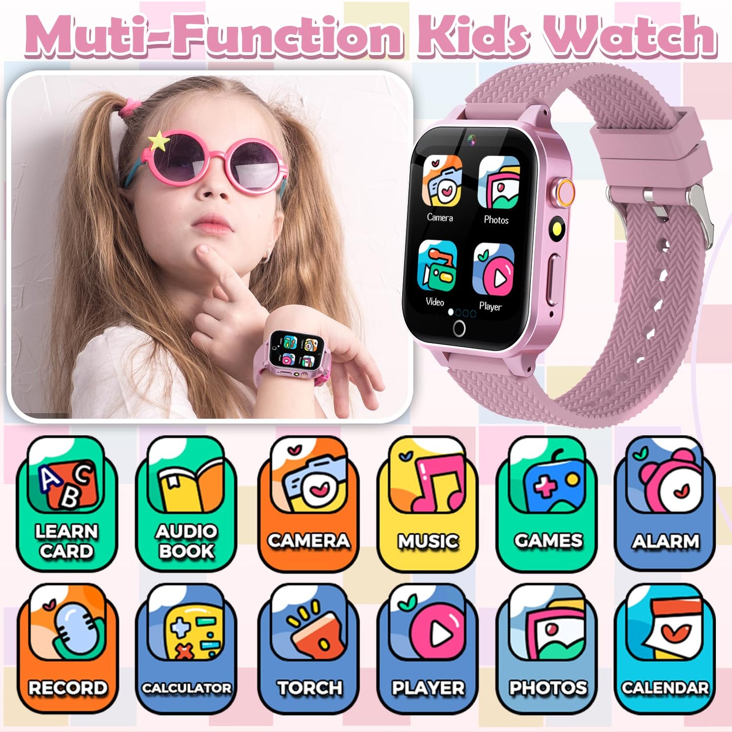 OVV Kids Smart Watch — 1.5 inch Screen, 26 Games, HD Camera, 2 Screen Protectors