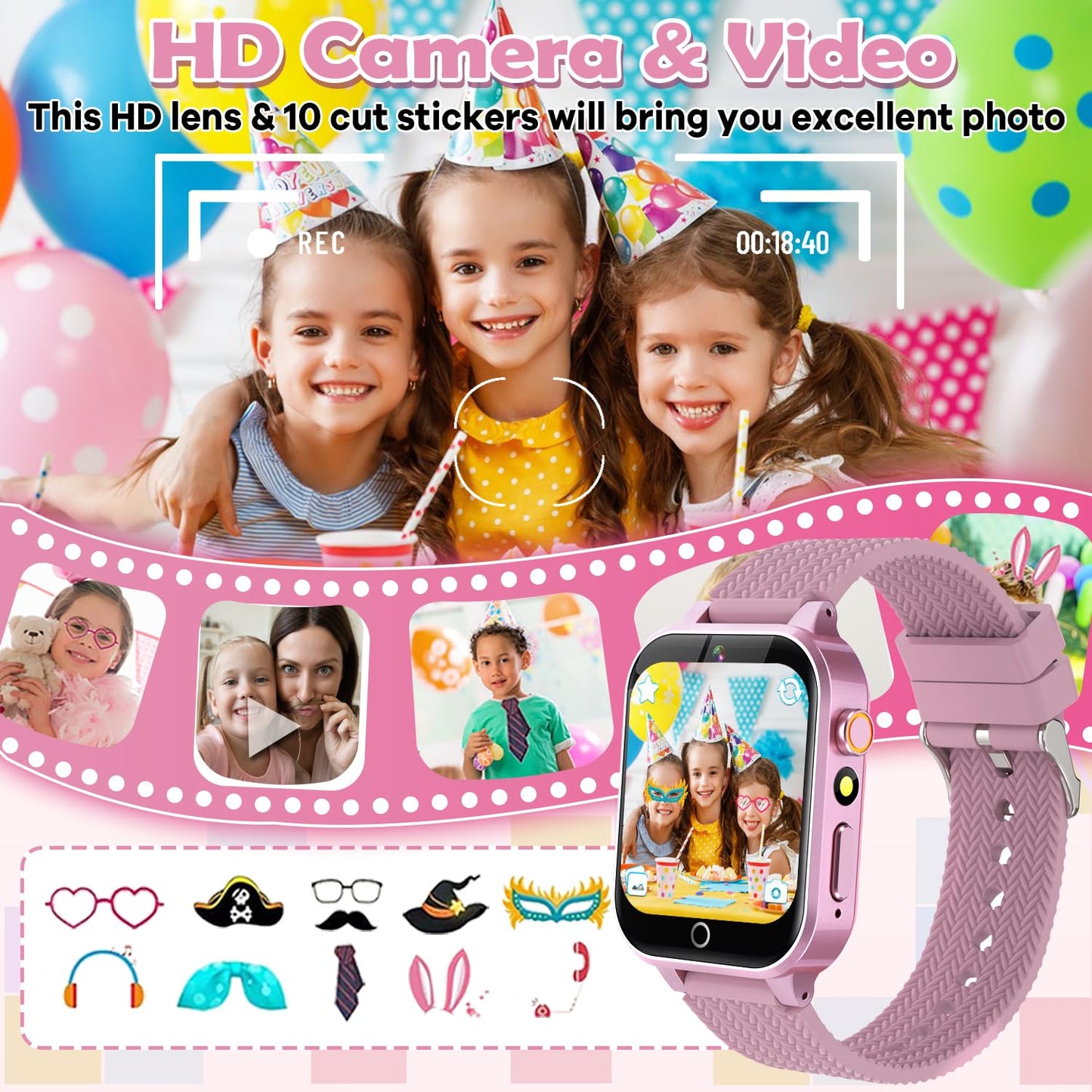 OVV Kids Smart Watch — 1.5 inch Screen, 26 Games, HD Camera, 2 Screen Protectors