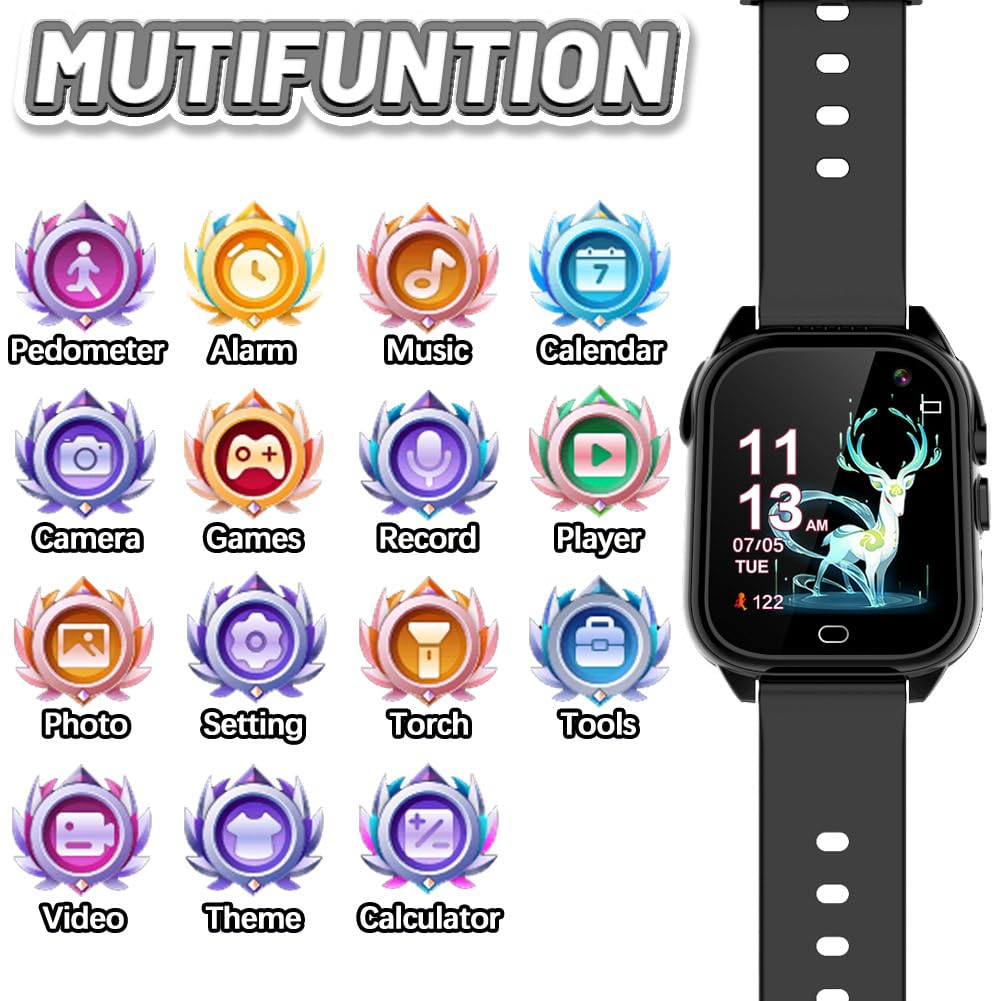 OVV Kids Waterproof Smart Watch for Ages 3-12 | 1.44" HD Touch Screen, 26 Games, Camera & Pedometer