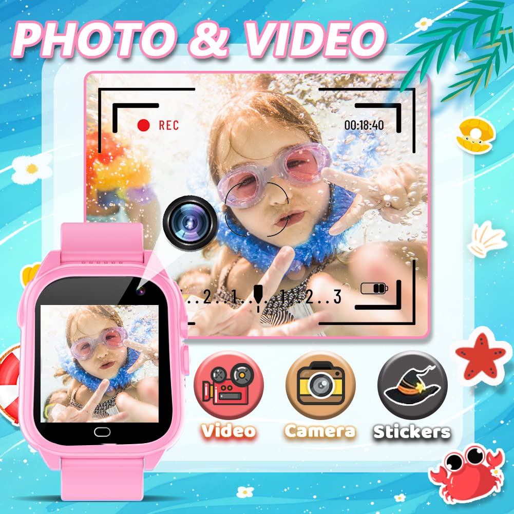 OVV Kids Smart Watch – Waterproof IP67, 26 Games, 1.44'' Touch Screen, Camera & MP3 Player