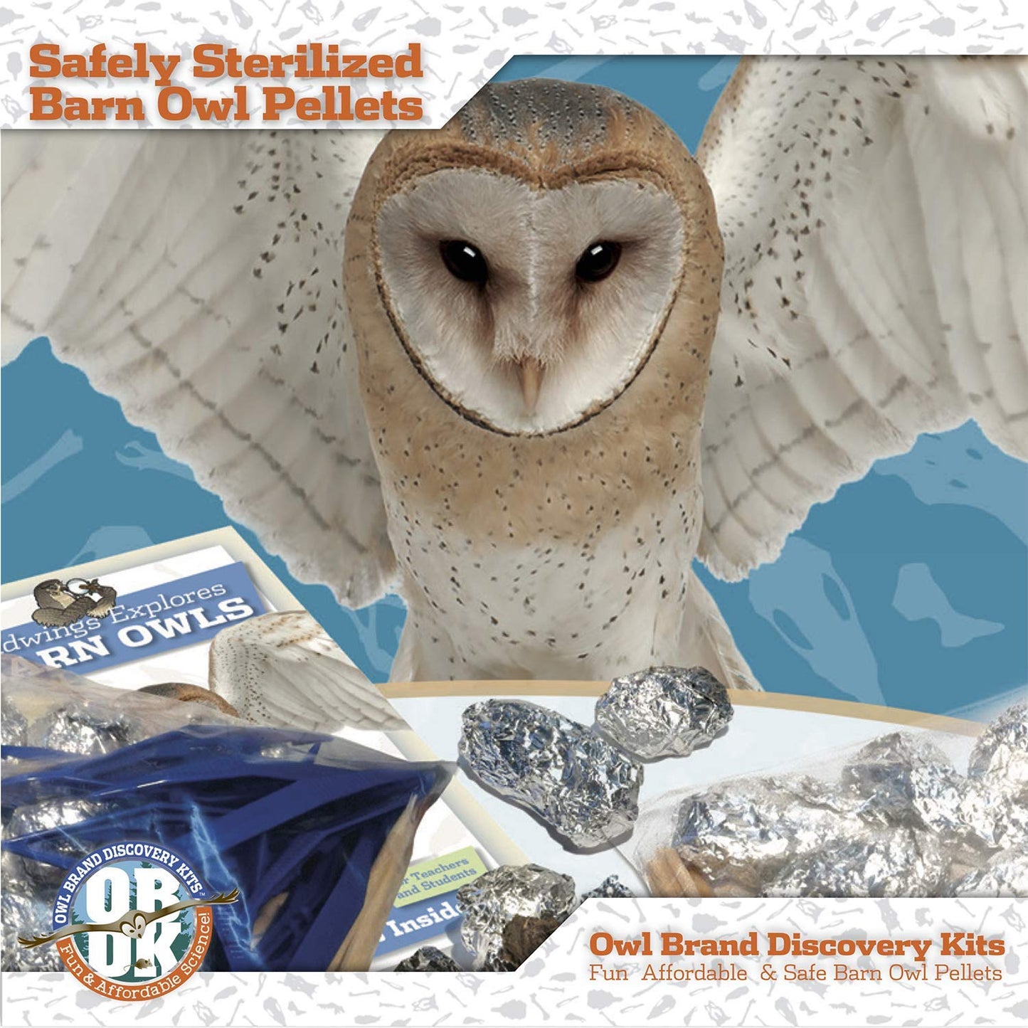 Barn Owl Pellets for Dissection - 1 Pack (1.5-2.0 in) with Tools & Bone Chart | Owl Brand Discovery Kits