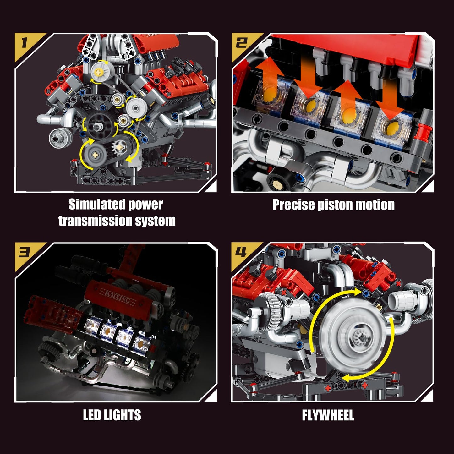 OWNONE 1 V8 Engine Model Kit – Visible 8-Cylinder Engine with LED & App Control (660 PCS)