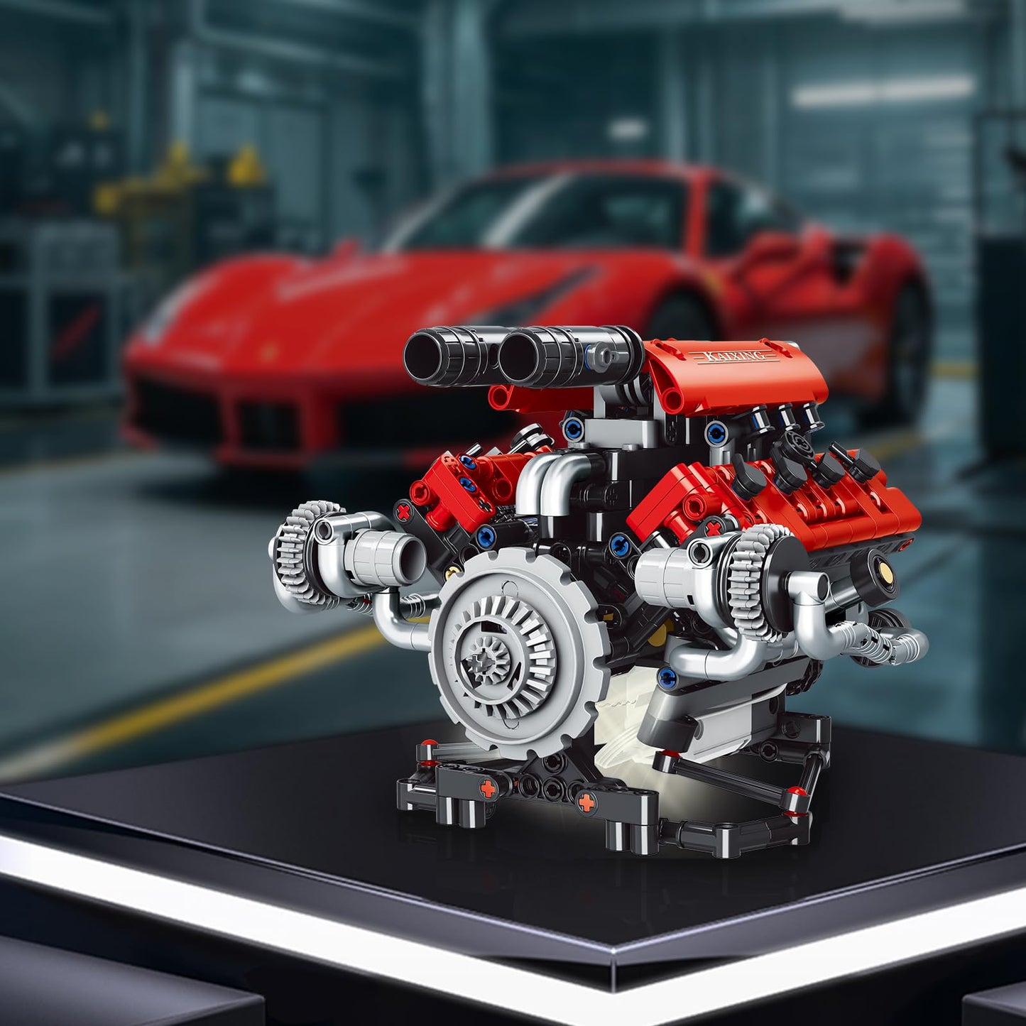 OWNONE 1 V8 Engine Model Kit – Visible 8-Cylinder Engine with LED & App Control (660 PCS)